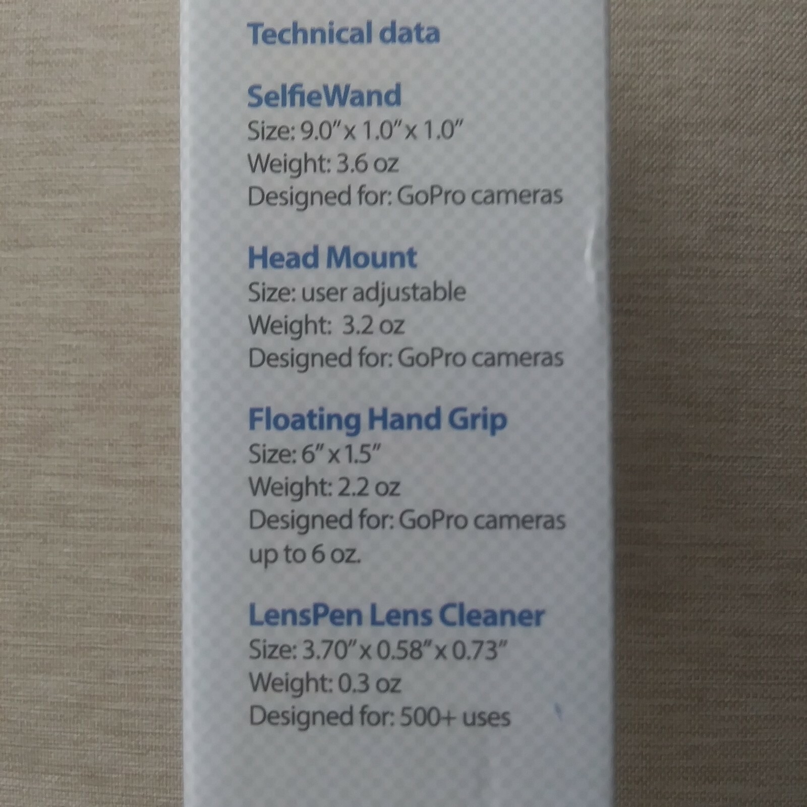 Sunpak Platinum Plus Action Camera Accessory Kit Head Mount Hand Len Selfie Wand
