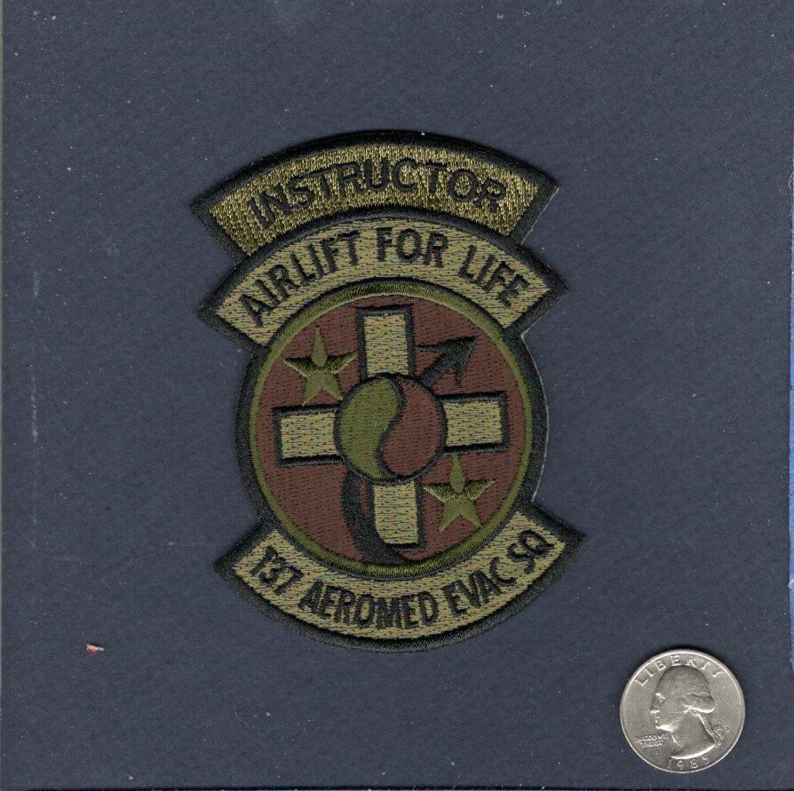 137th AES Instructor AEROMEDICAL EVACUATION SQUADRON USAF Subdued Patch
