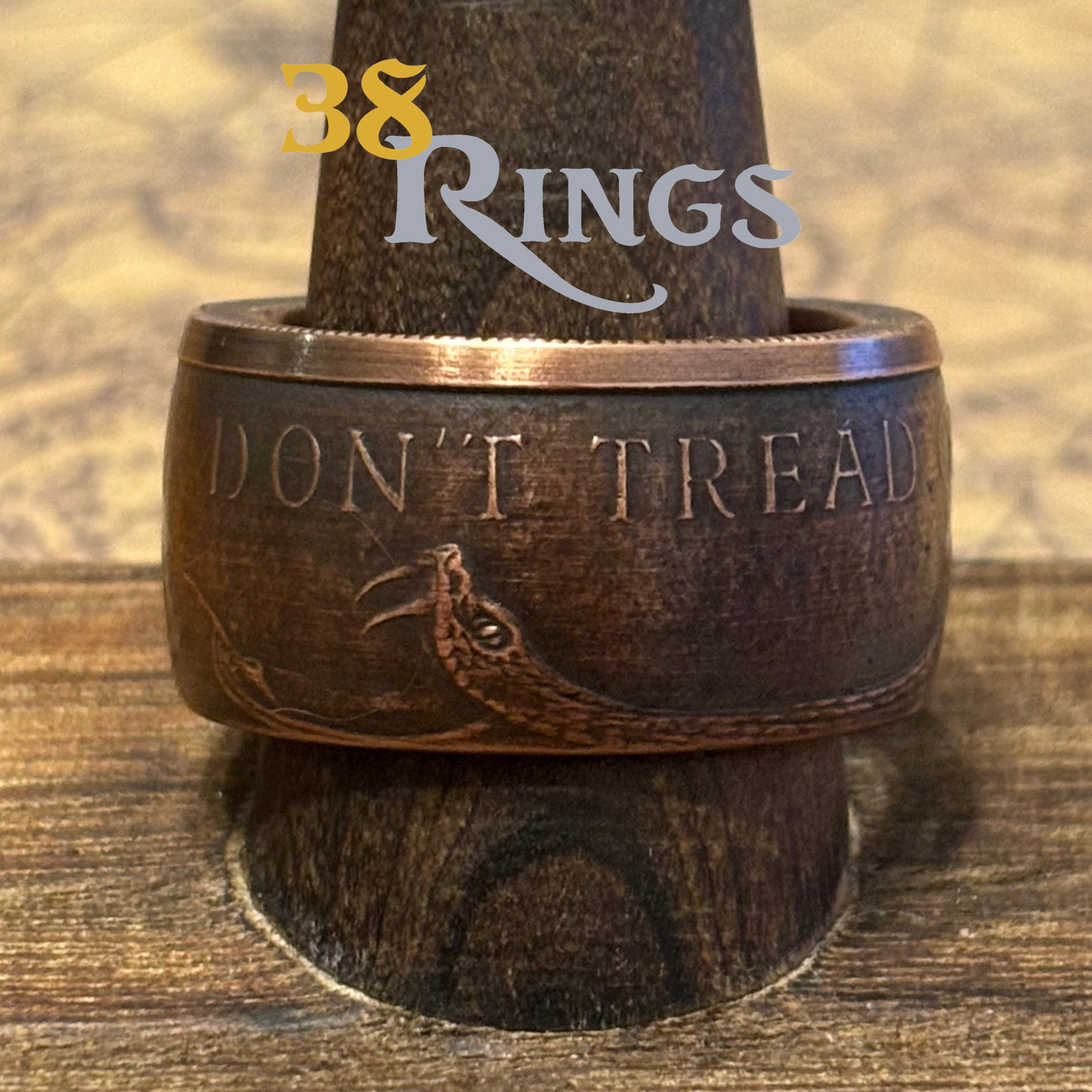 COPPER "DON'T TREAD ON ME" Gadsten Flag Coin Ring 1 TOz USA America SIZE 7-14