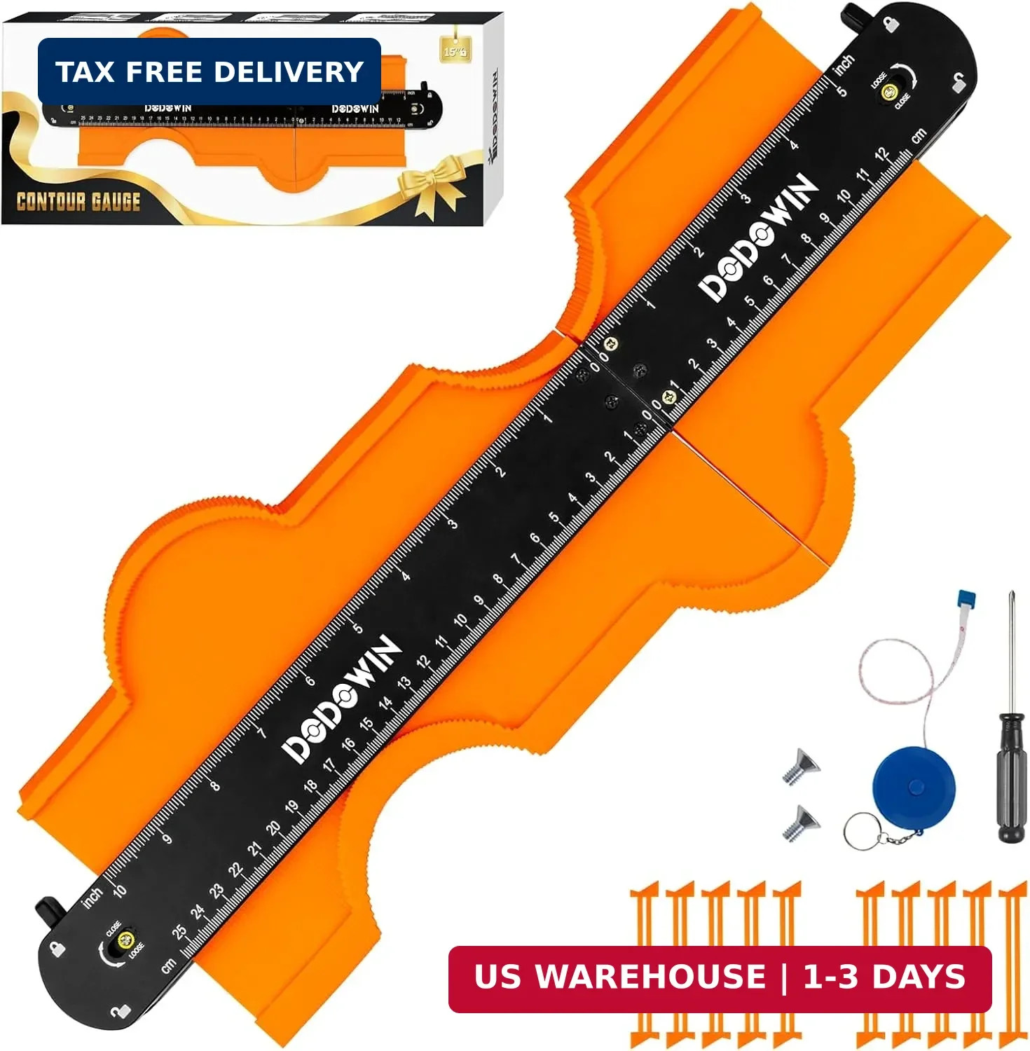 DODOWIN 10+5 Inch Connectable Contour Gauge with Lock, Extended Profile Duplicat