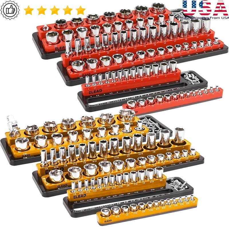 Magnetic Socket Organizer Set 6 Trays Heavy Duty ABS Storage 1/4 3/8 1/2 New