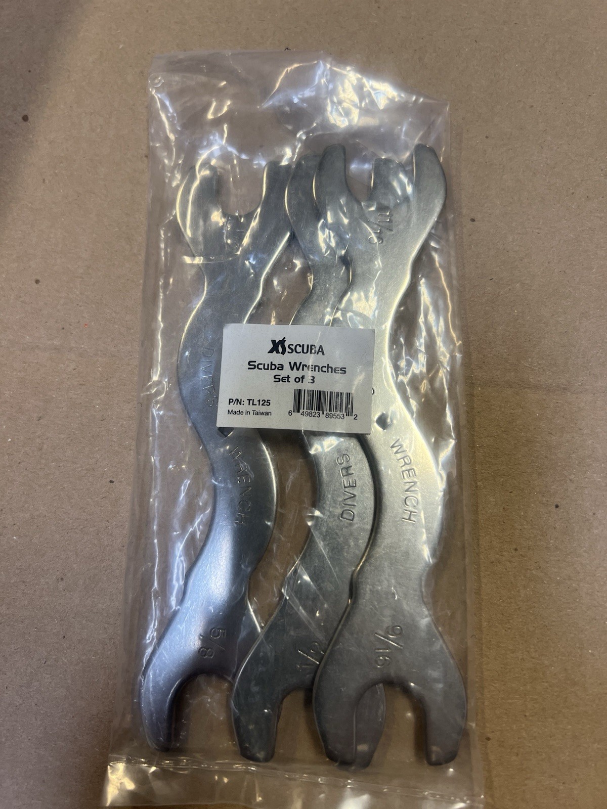 XS Scuba Wrench Set of 3 P/N TL125 9/16 5/8 1/2 11/16 7/16  (New, sealed)