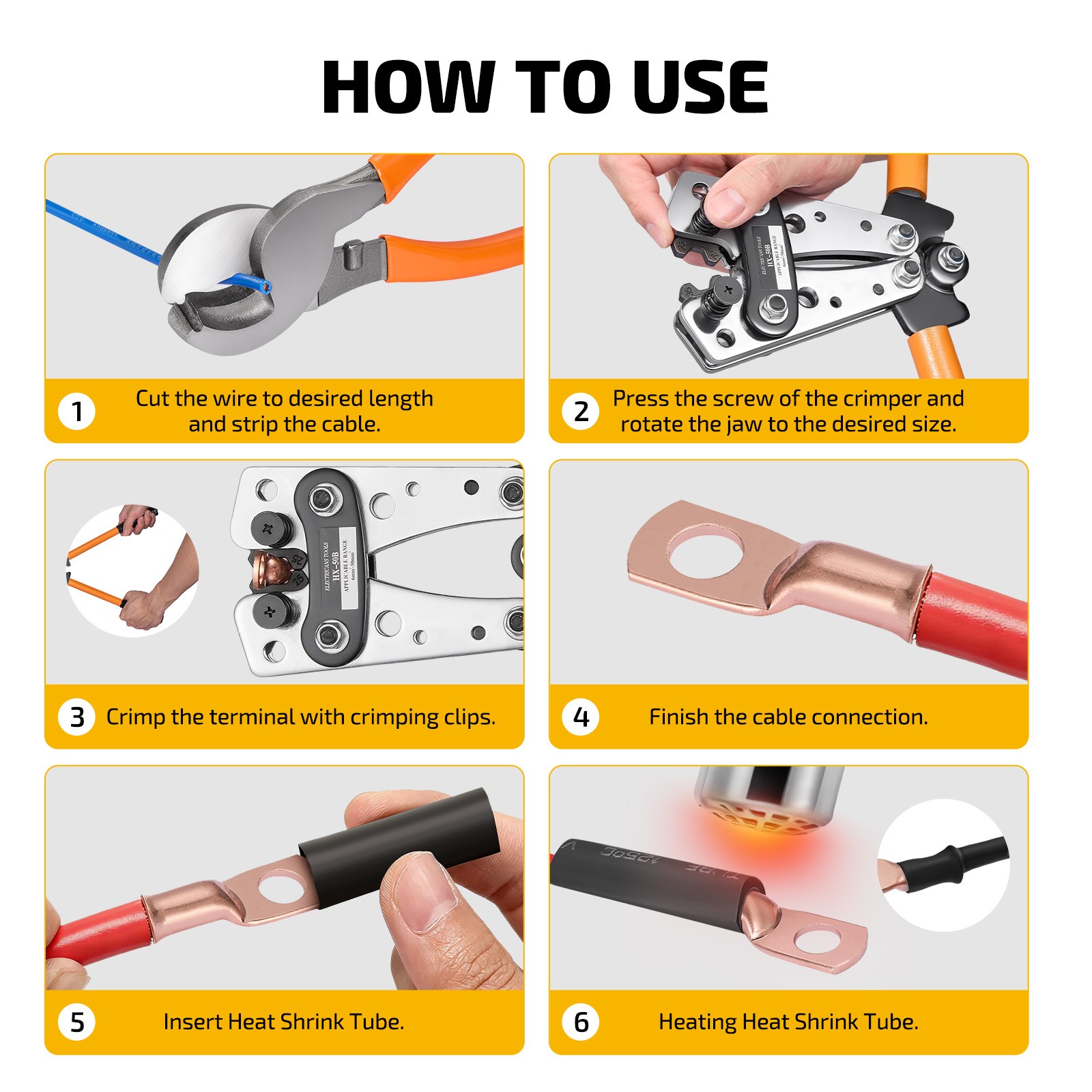 Professional 245PCS Battery Cable Lug Crimping Tool Kit with Dual Pliers Set