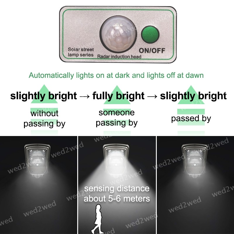 Solar Motion Sensor Street Lamp 450W Outside Security Energy Saving Timer IP65