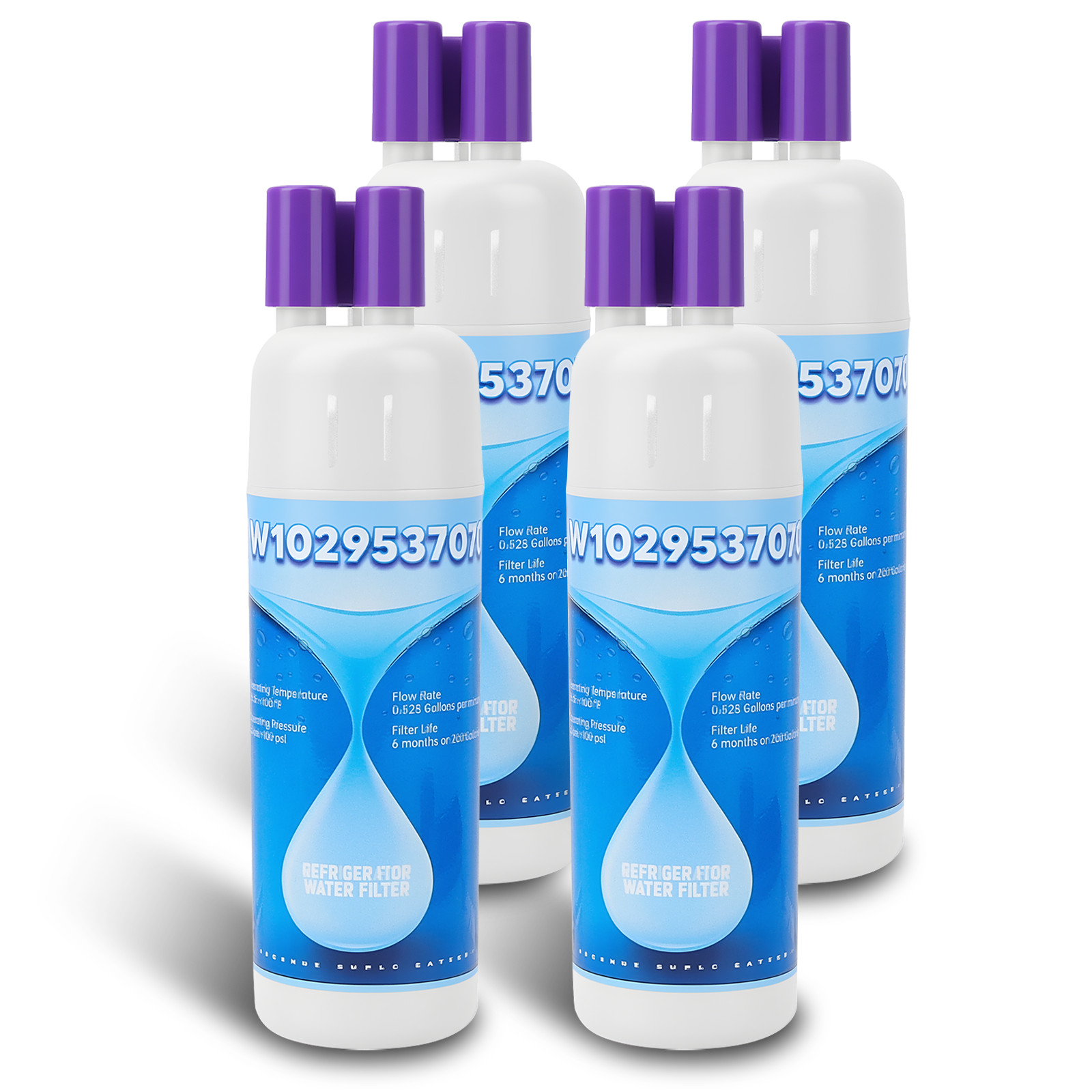 Replacement Water Filter Compatible with 10295370A WHR1RXD1 KAD1RXD1  4 Pack
