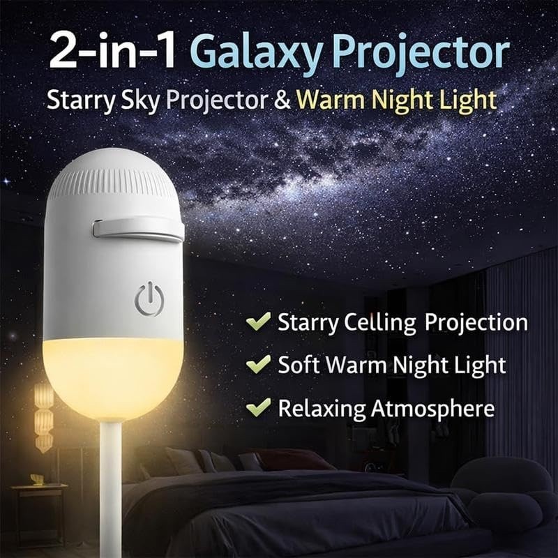 2in1 Galaxy Projector Night Light, 360° Rotating Design USB Portable Night Light