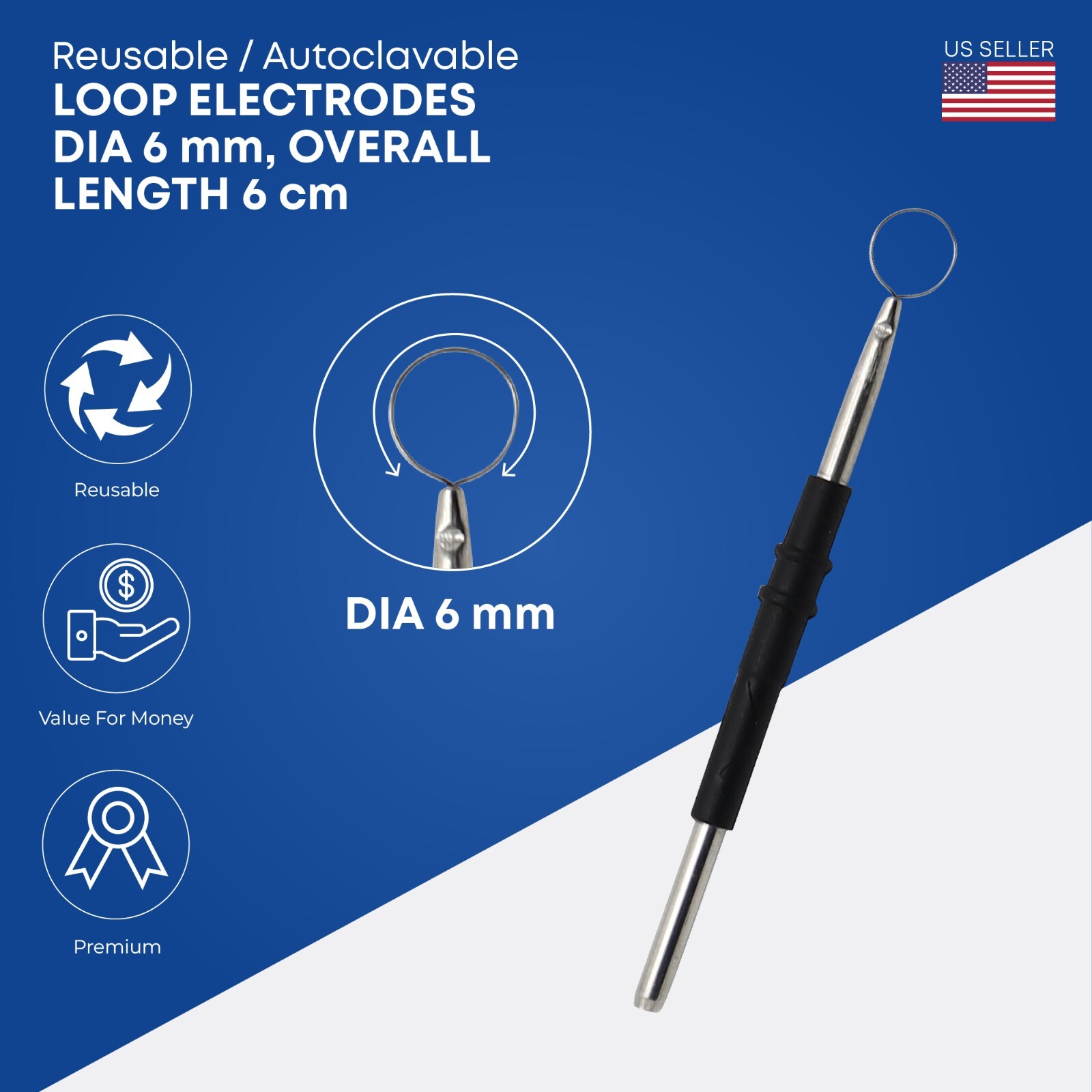 Reusable Loop Electrodes - 1/4" Loop | Electrosurgical | Standard 3/32" Shaft