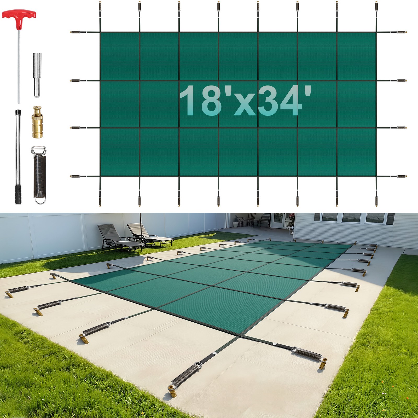 VEVOR Pool Safety Cover Fits 16x32ft Rectangle Inground Pools Safety Pool Cover