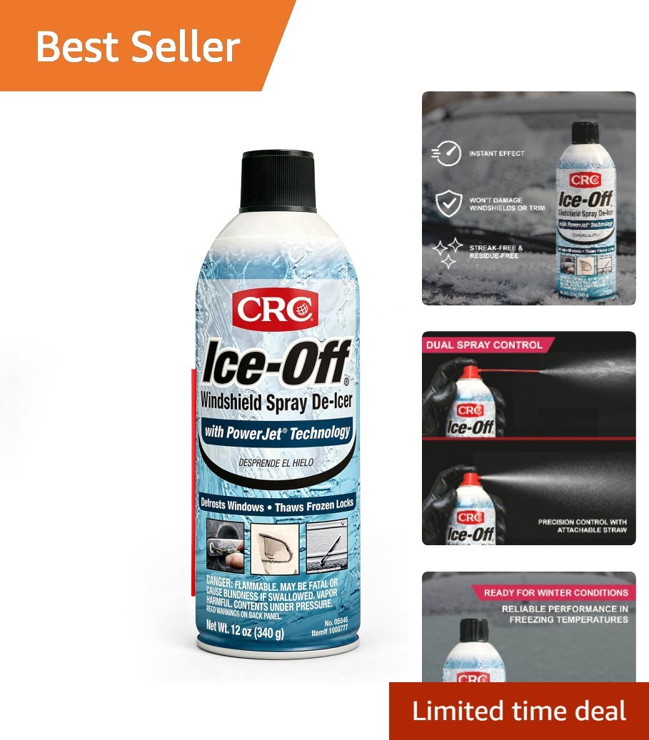 12 oz Ice-Off Windshield De-Icer - Safe on Cars, Melts Snow and Frost Instantly