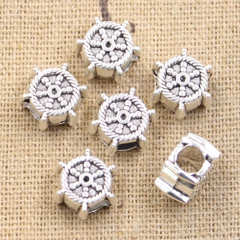 15pcs Anchor Helm Rudder Big Bead Fits Antique 12x7x12mm Silver Bracelets DIY