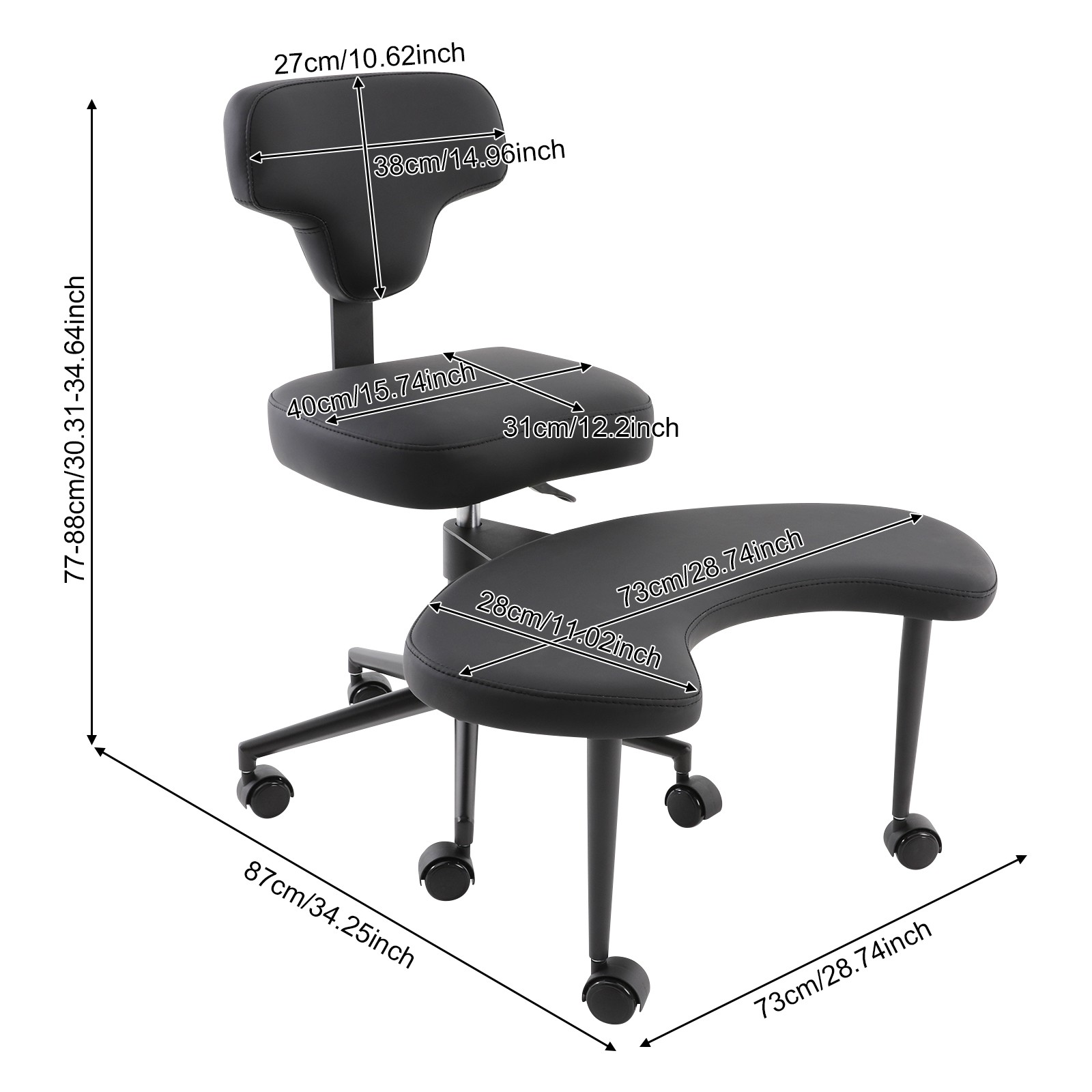 Lounge Chair Cross Legged Chair With Removable Footrest Black PU Patio