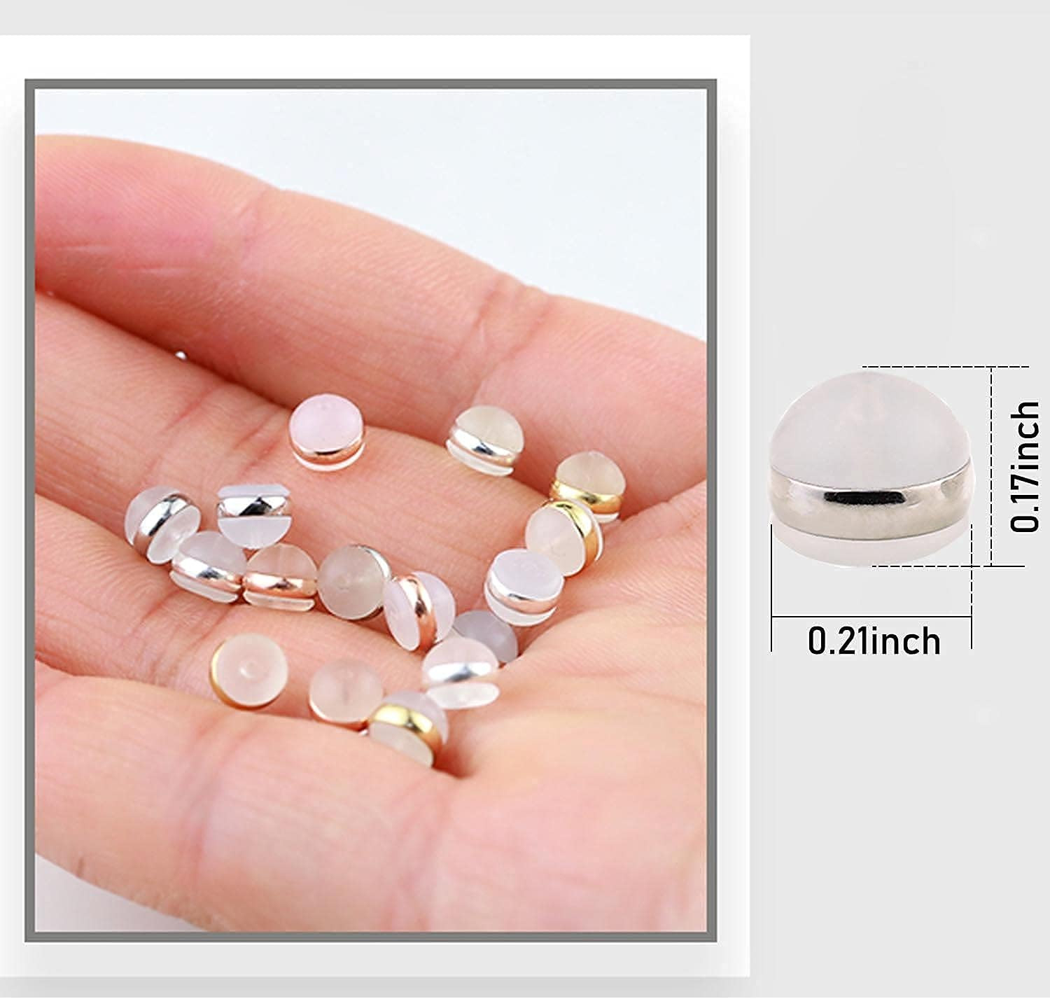 12pcs Gold Soft Silicone Earring Backs for Studs Gold Belt Rubber Earring Backs