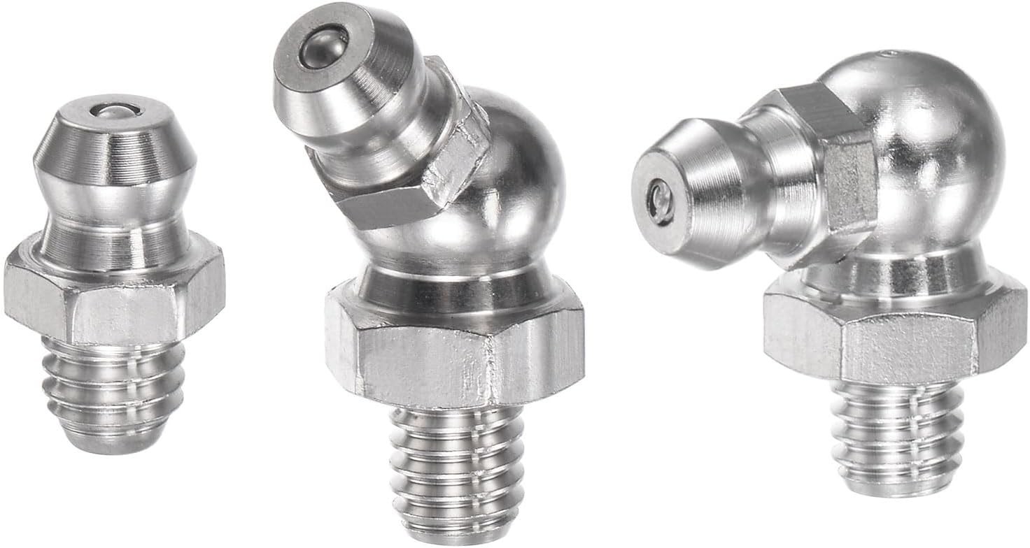 15pcs 304 Stainless Steel Straight and Angled Grease Fitting M6x1mm Metric Threa