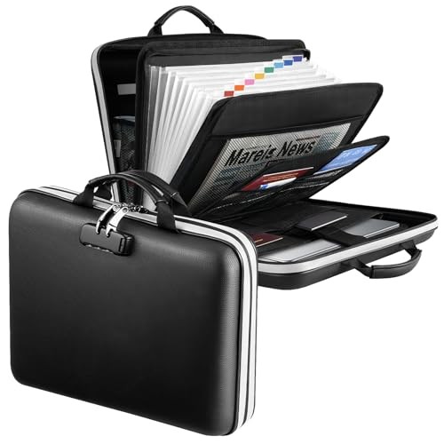 5200℉ Fireproof File Organizer with Combination Lock, Hard Shell Multi-pocket
