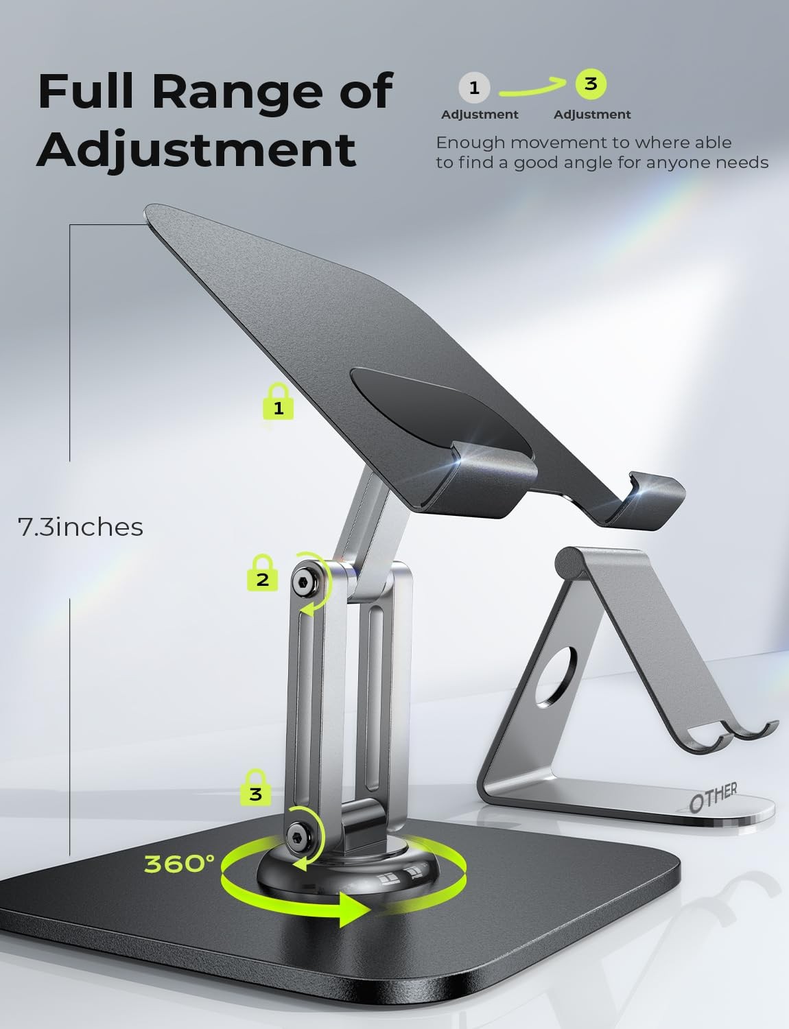 LISEN for iPad Stand Holder Adjustable Tablet Extra larger, Black