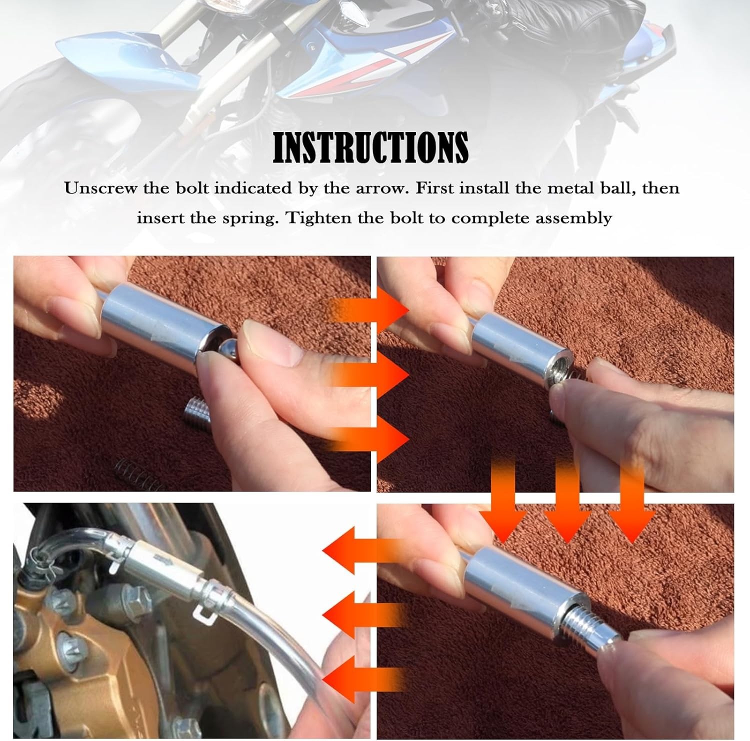 Motorcycle Brake Fluid Bleeder Kit with Check Valve Clamps Hydraulic Maintena...