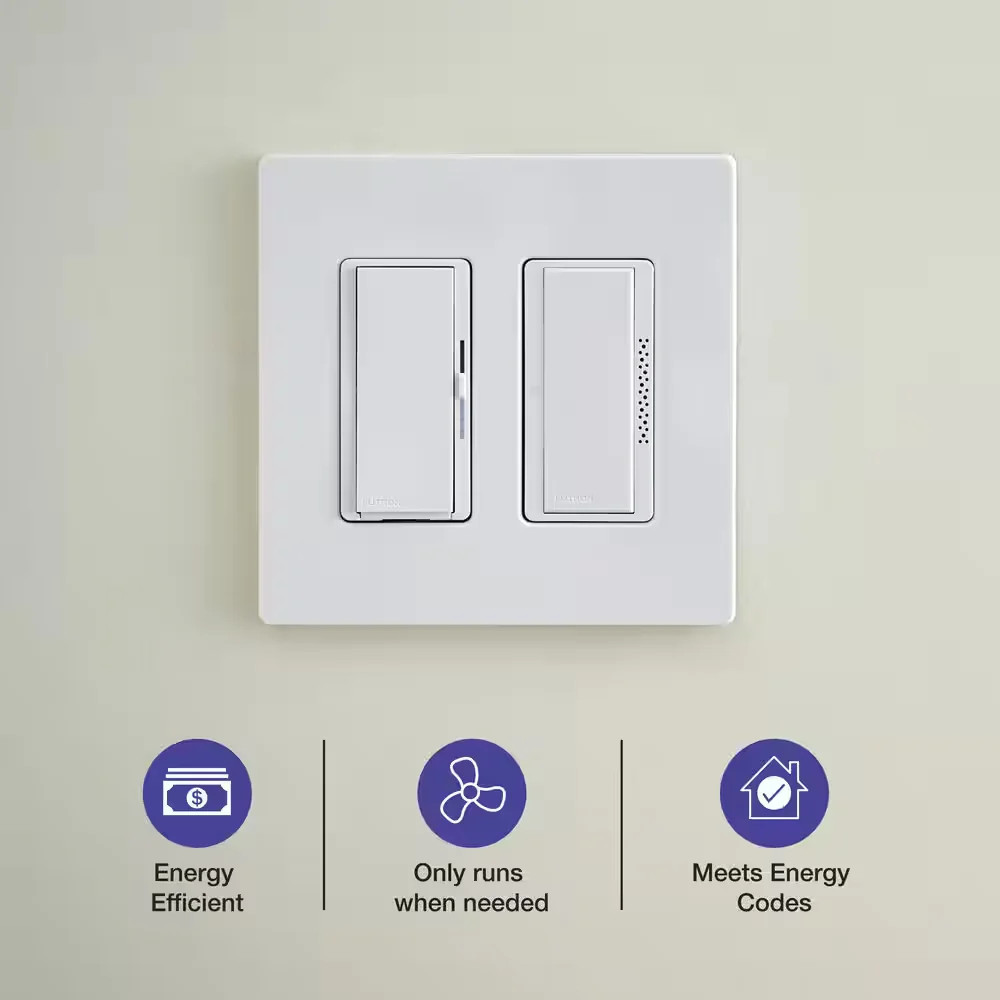 Lutron XactSense Humidity Sensor Switch Bath Exhaust Fan 3A Single Pole White