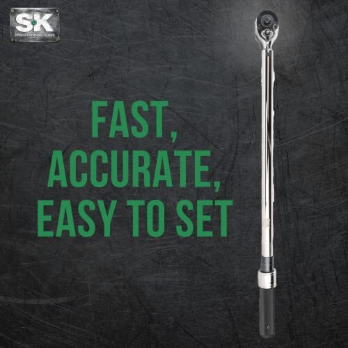 SK Tools 77250 Micrometer Adjustable Torque Wrench, 1/2"/30-250 ft-lbs