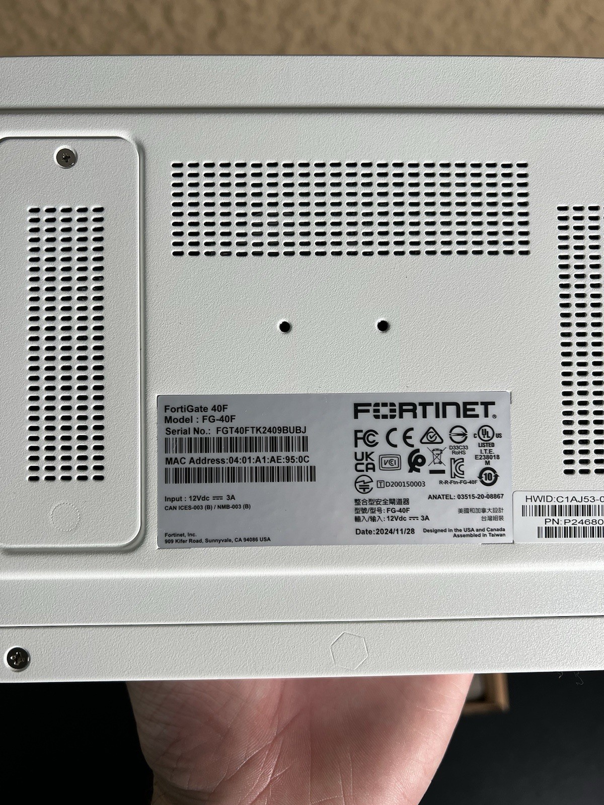 Fortinet FortiGate 40F Firewall & VPN Device FG-40F Network Security