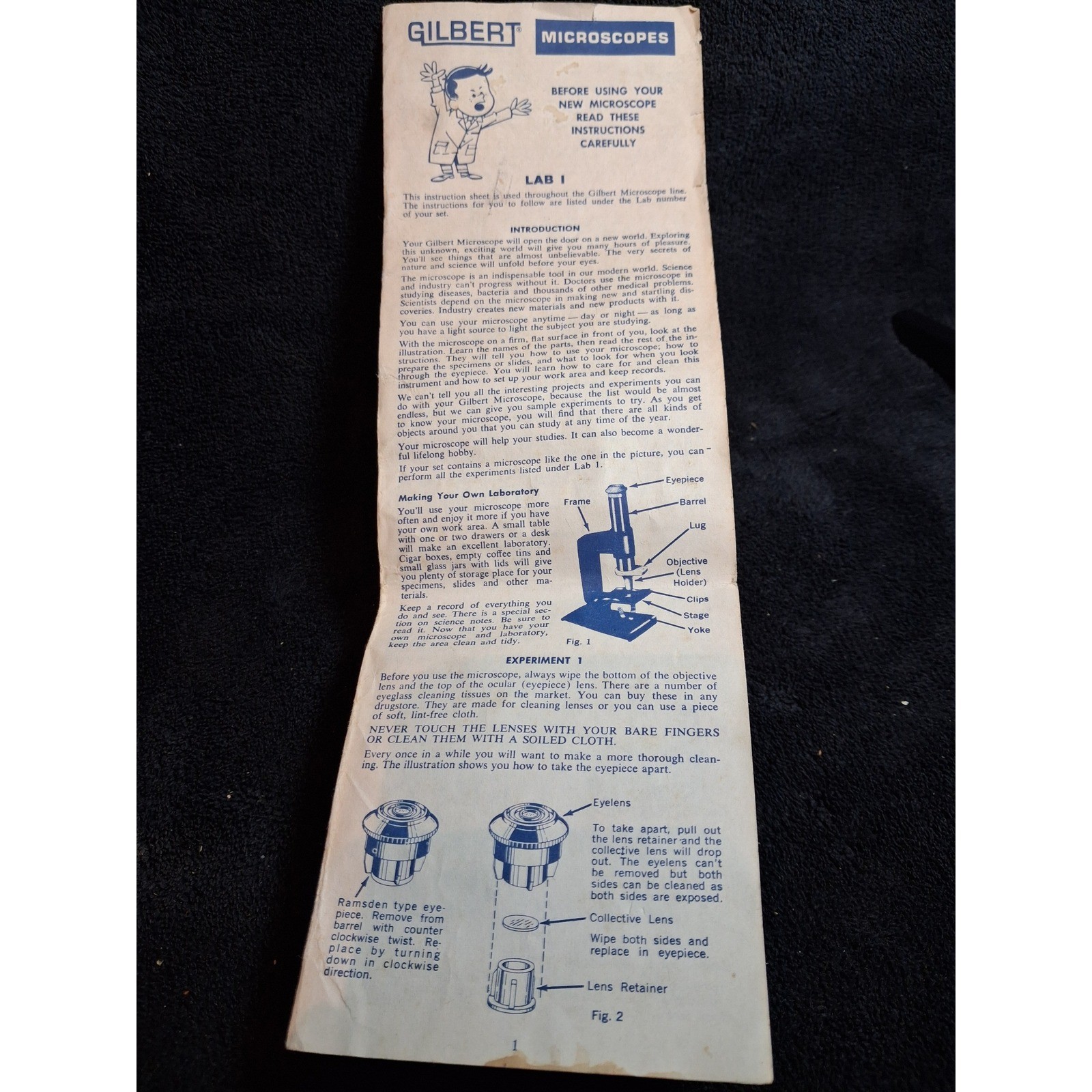 Vintage 1965 Gilbert Microscopes Instruction Manual Lab I-III Experiments M8004