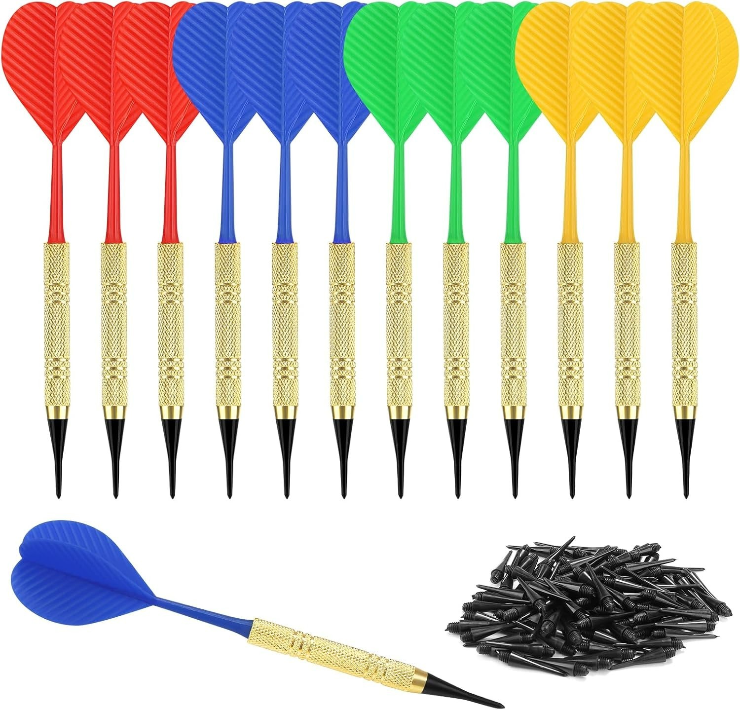 12 Pcs Soft Tip Darts Bar Dart Plastic Tip Darts Set Attach Extra 100 Black 2