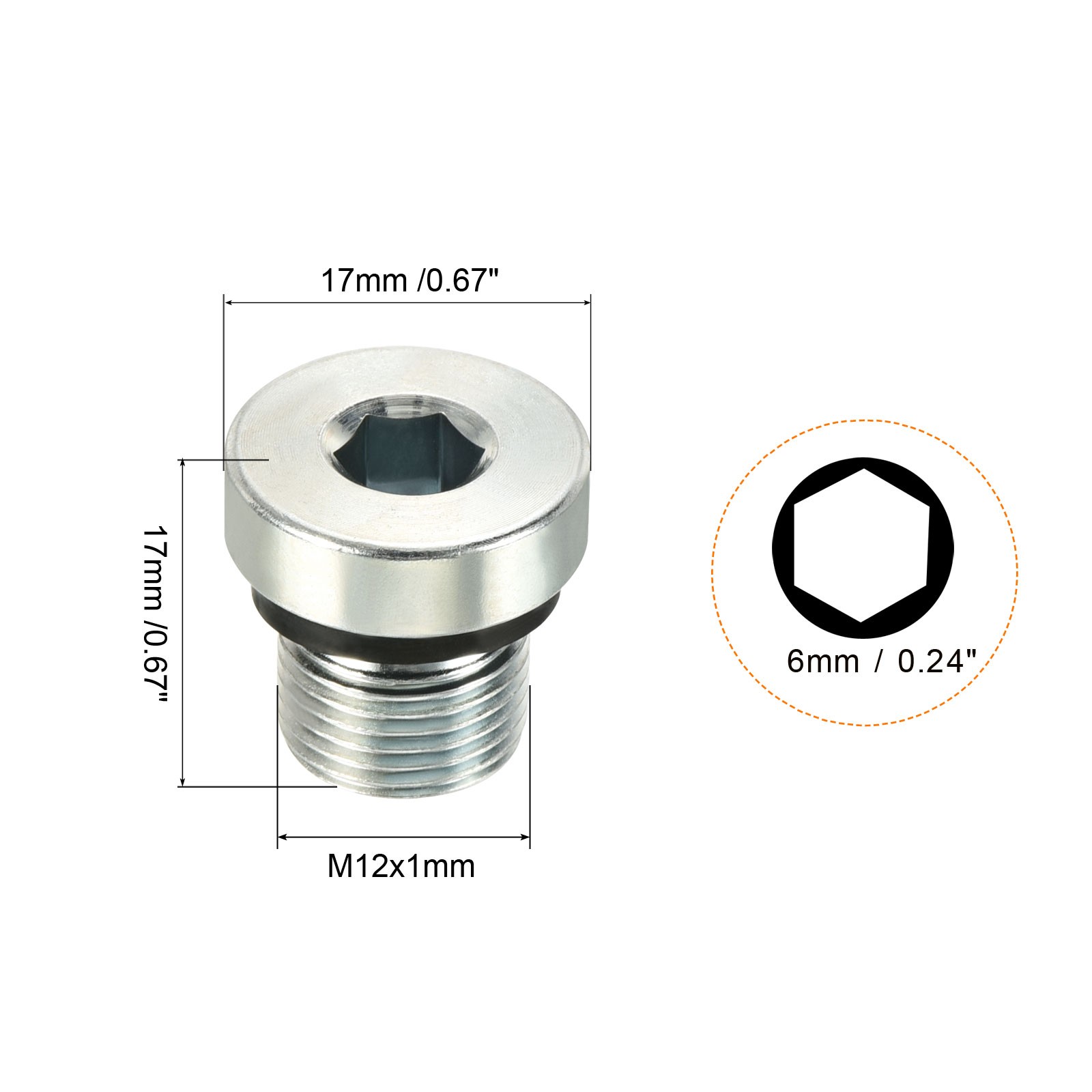 3Pcs M12*1 Hex Head Pipe Fitting Plug Male Thread 45# Steel Plug