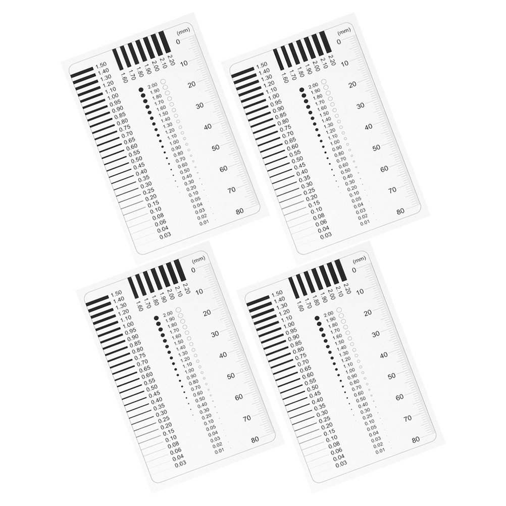4pcs Transparent Flaw Detection And Measurement Tools Precision Ruler Set