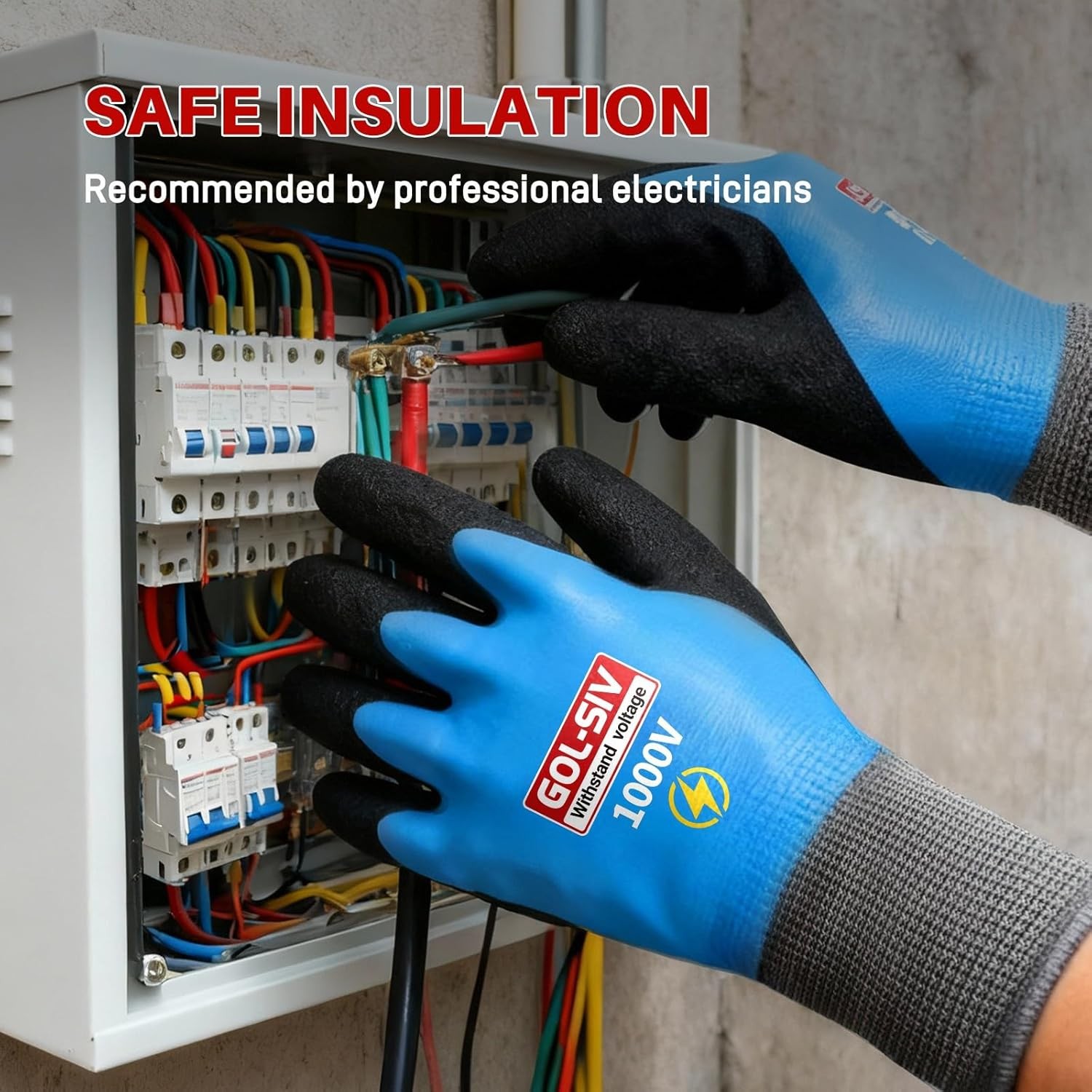 Electrician Gloves 1000V High Voltage,ASTM D120 Certified & Double Insulated