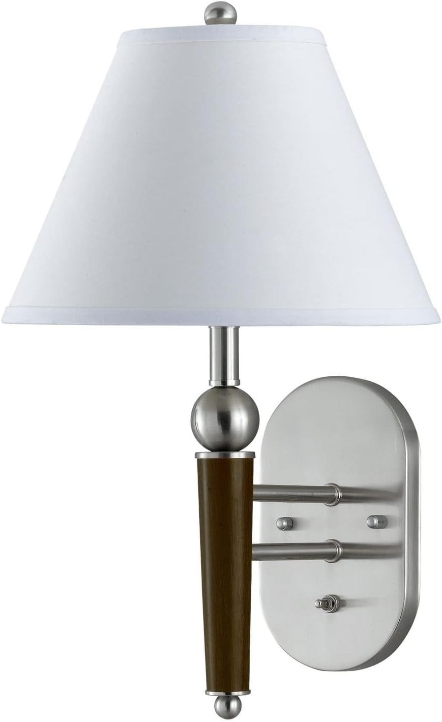 CAL Lighting Brushed Steel & Espresso Touch Wall Lamp, Easy Mount, UL Listed