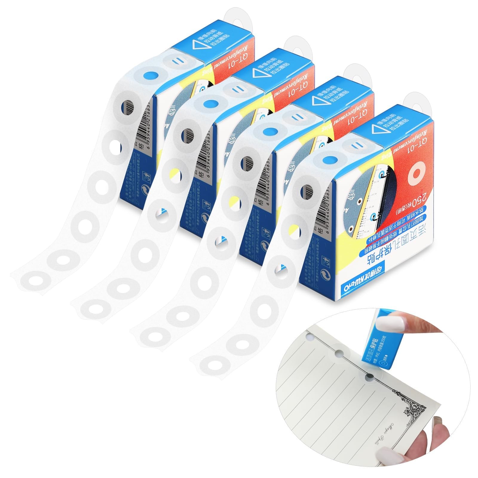 Hole Reinforcement Stickers - 1000 Pack, 1/4 Inch, Transparent Self-Adhesive