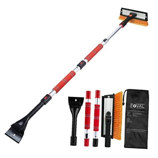 6.4" Extendable Ice Scraper Snow Brush with Squeegee for Windshield Large 2