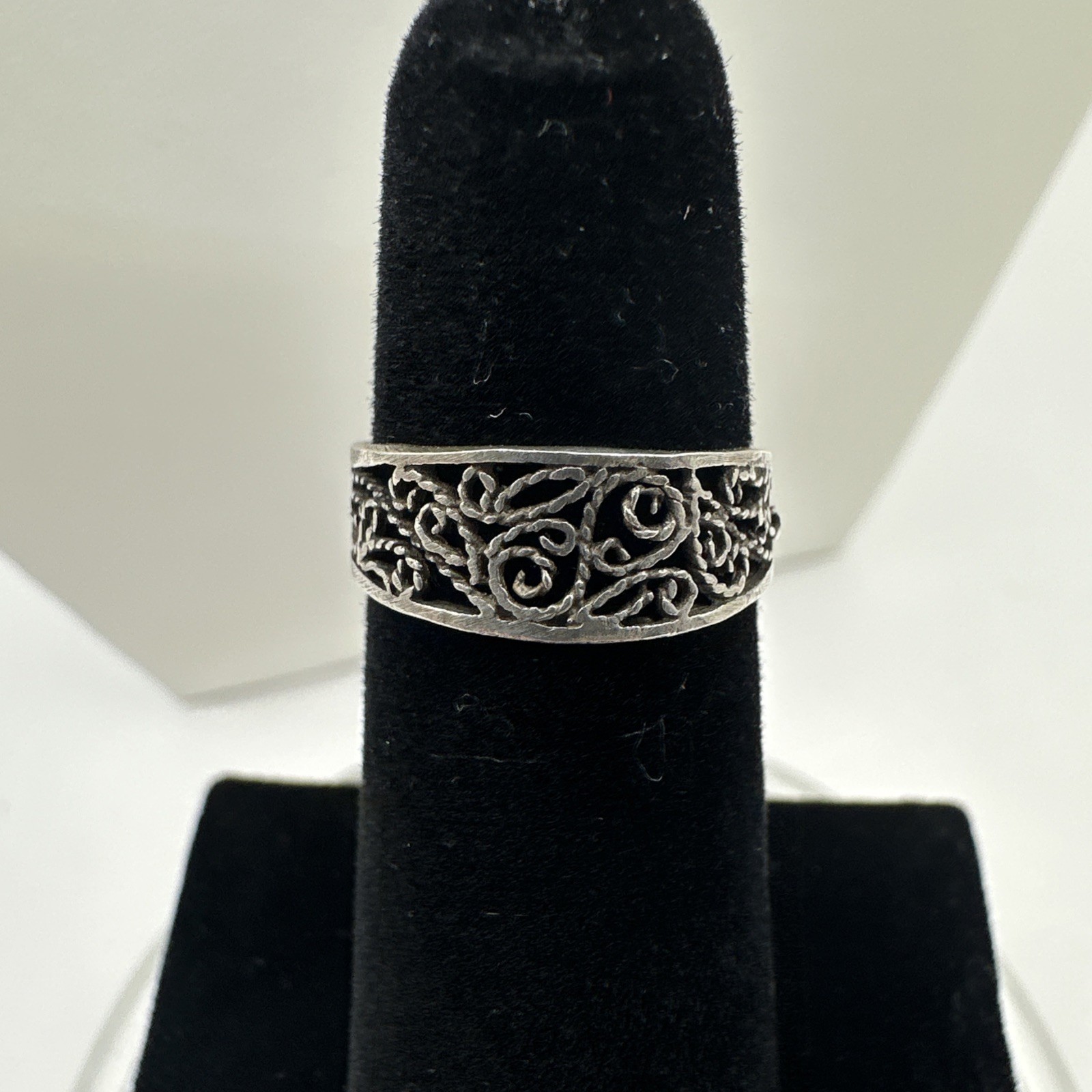 Pretty Vintage Filigree Toe Ring Adjustable Sz 3 925 Sterling Silver