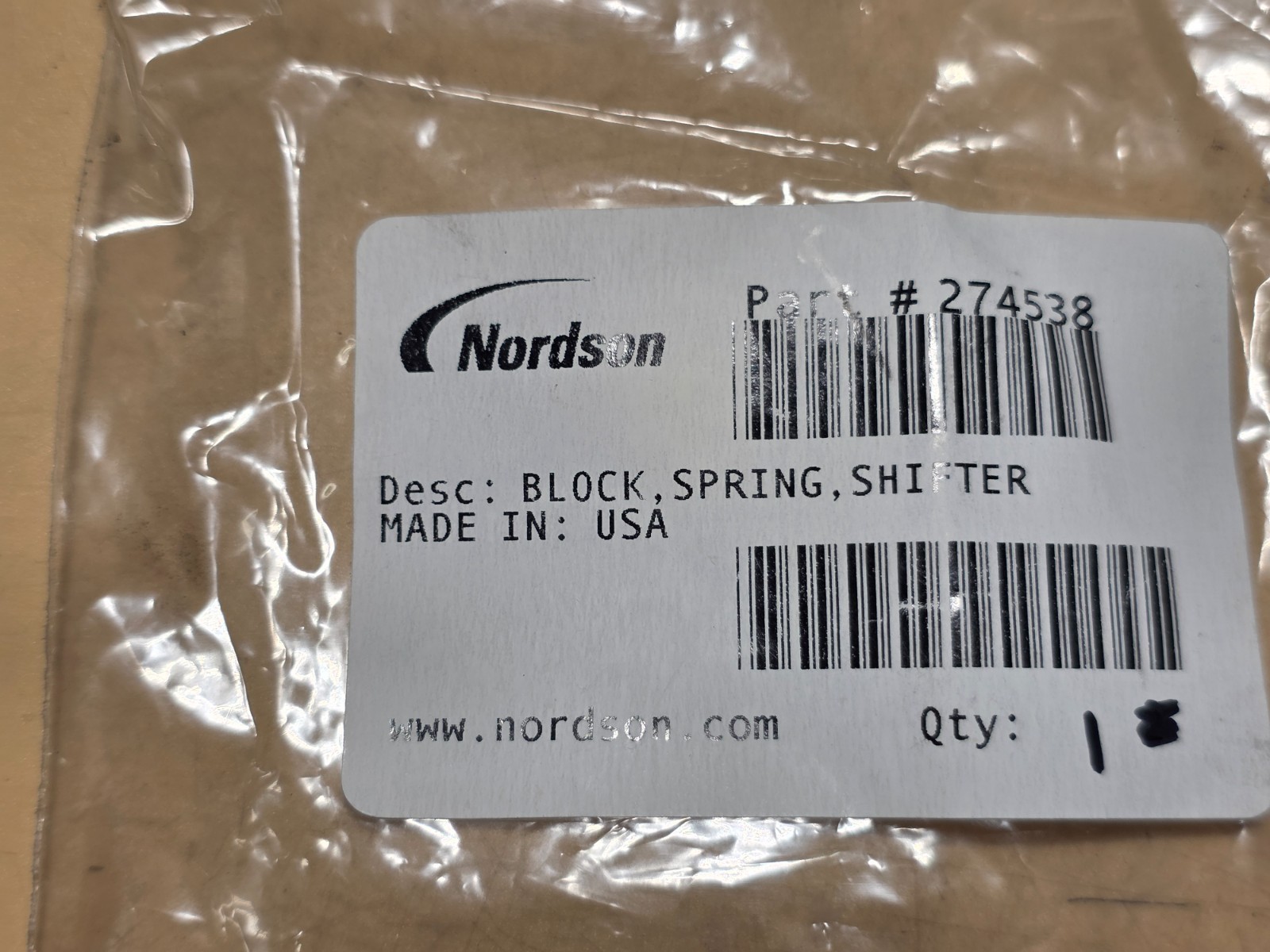 Nordson 274538 Block, Spring, Shifter