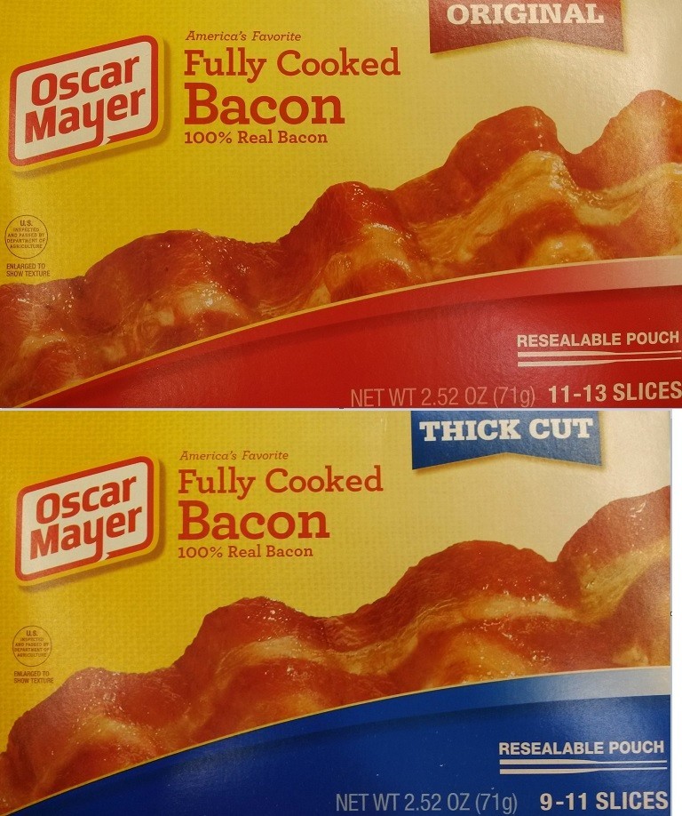 Oscar Mayer Fully Cooked Bacon Thick Cut Or Original 2.52oz ( 71g)