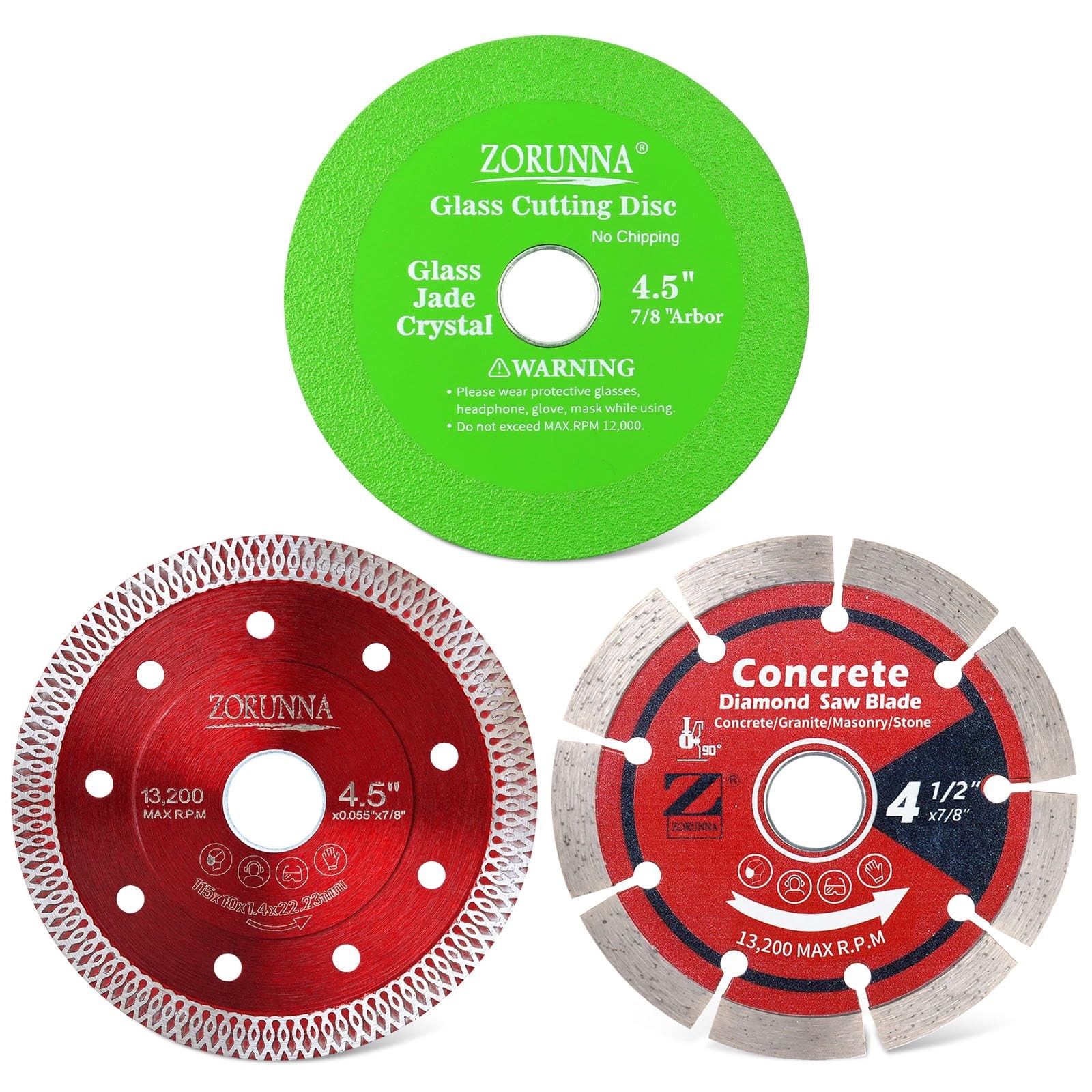 4 1/2'' Diamond Blade for Angle Grinder 3 PCS- Mesh Tile Saw Blade, Green Gla...