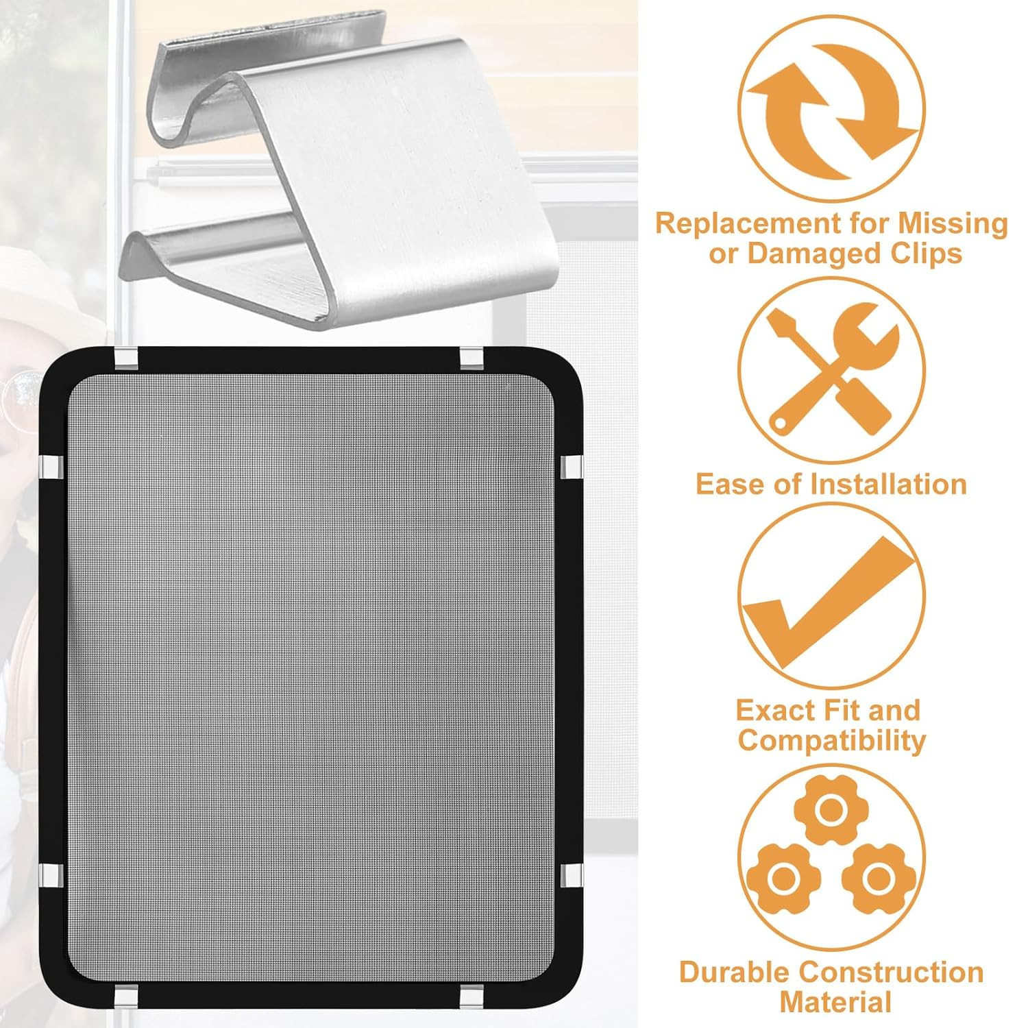 8 Pcs RV Window Replacement Screen Clips Screen Installer Clips Screen Retainers