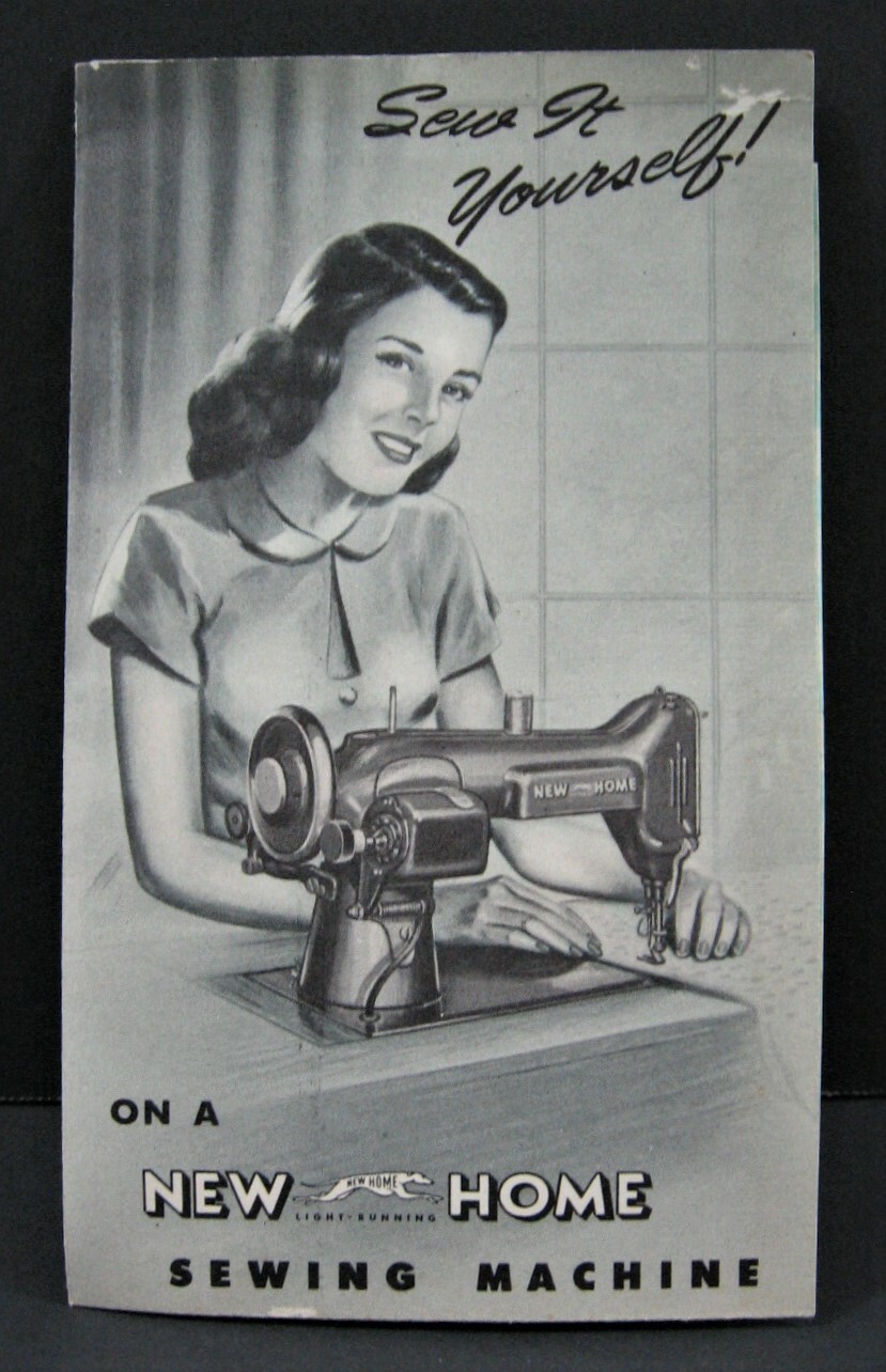 Vintage New Home Sewing Machine Running Dog Logo Asv Brochure Rockford Il