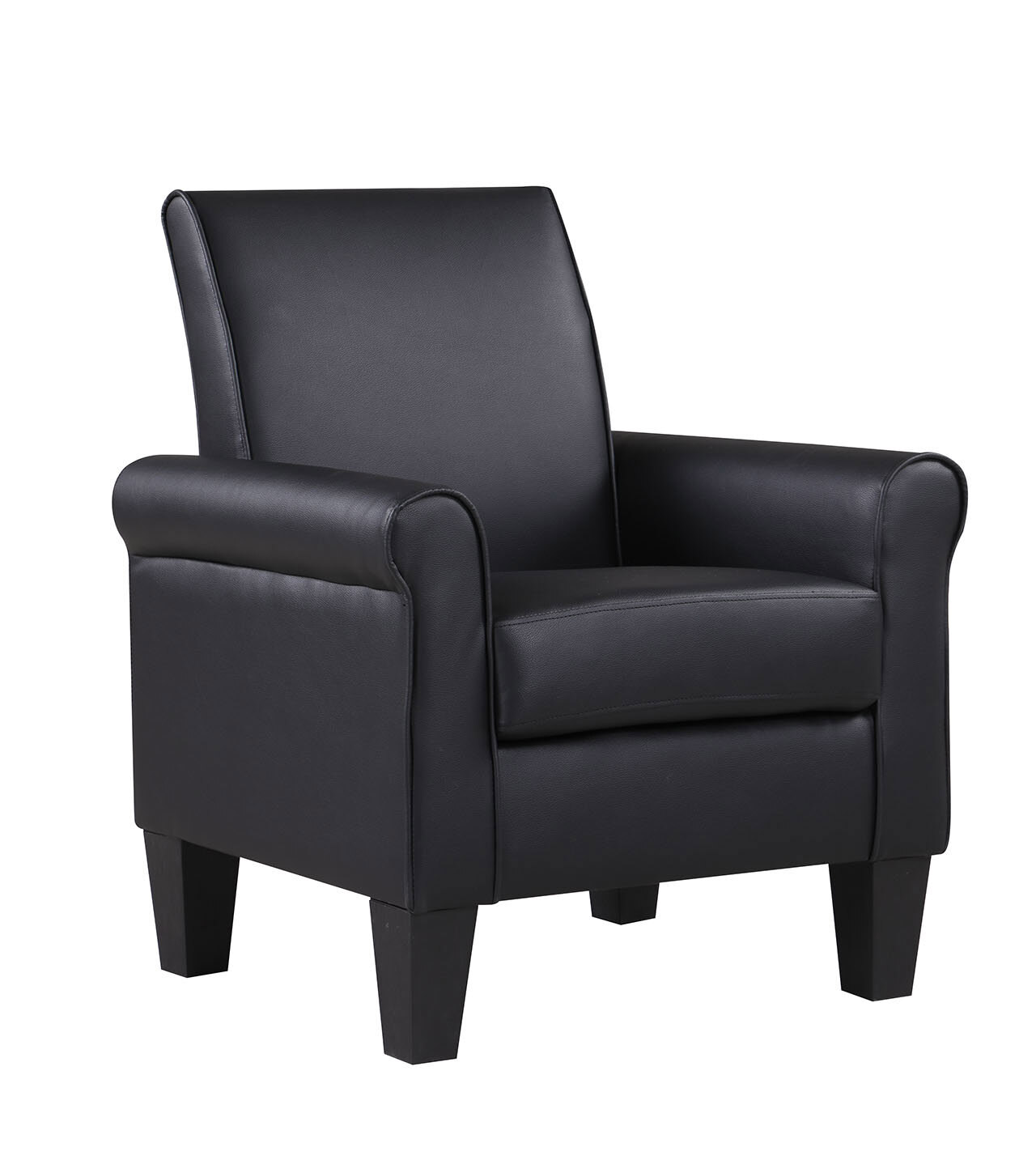 Upholstered Accent Arm Chair Faux Leather Single Sofa for Living Room