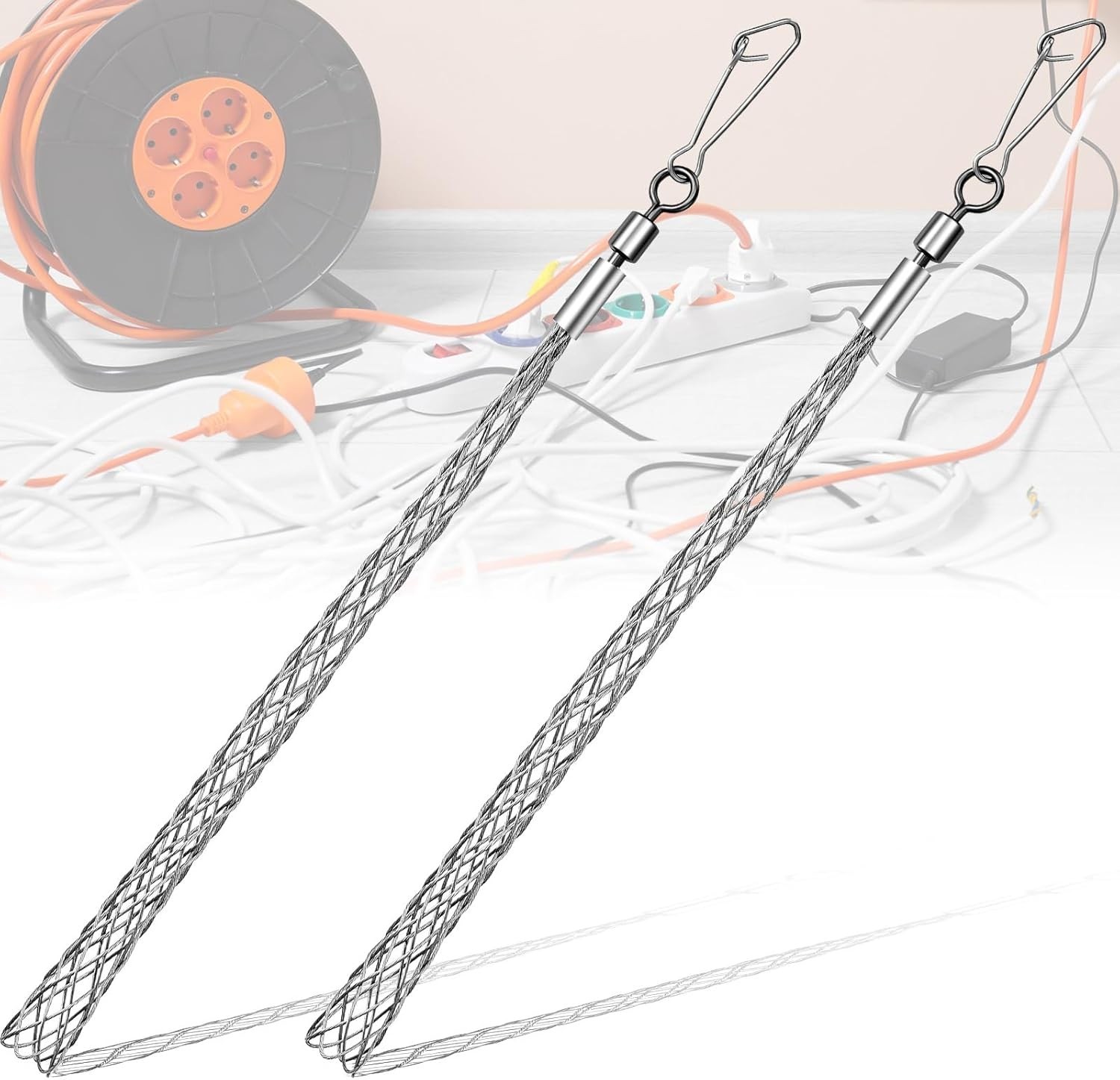 2 Pcs 3/4 in Wire Pulling Grip Mesh Metal Cable Puller Socks Wire Tools for Elec