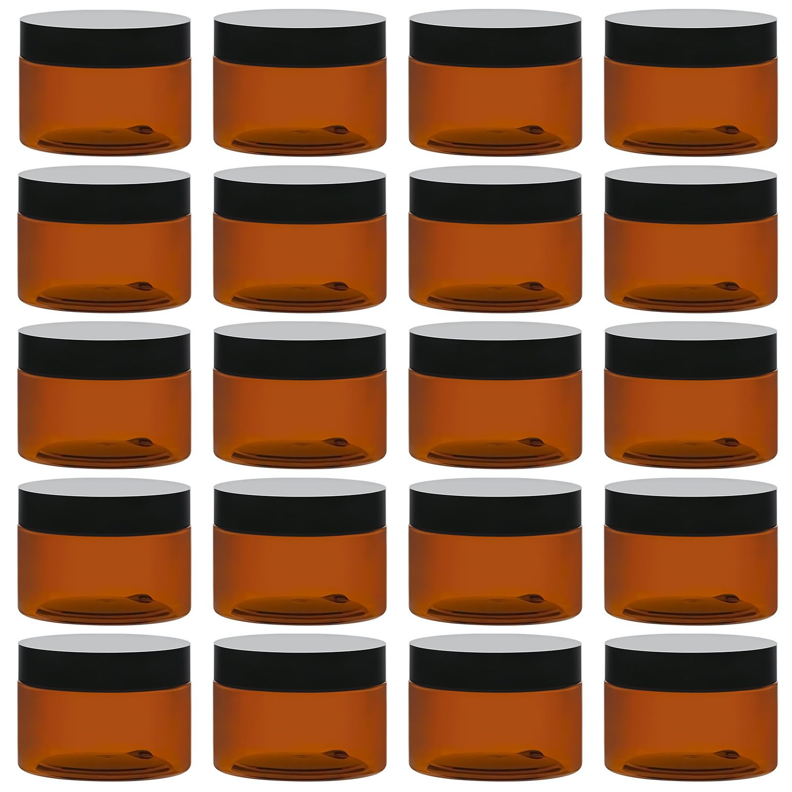 4 Oz Amber Plastic Cosmetic Jars Leak Proof Small Container with lids for Cre...