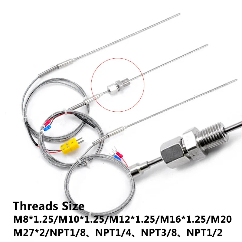 1100 degree K/PT100 Type Ungrounded 1mm-6mm/Threads Size M8*1.25/M10*1.25