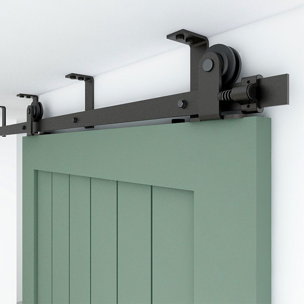 CCJH 4-20FT Ceiling Mount Sliding Barn Door Hardware Track Roller Kit Closet