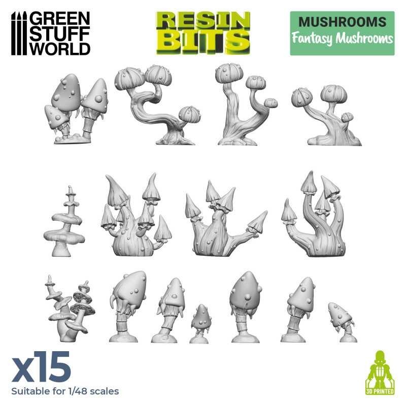 3D printed set -Fantasy Mushrooms- Resin Decor Modelling  Wargames