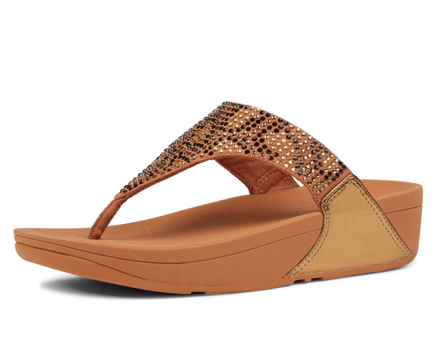 FitFlop Womens Sandal LULU LEOPARD CRYSTAL wedge Flip flop NEW Bronze and Grey
