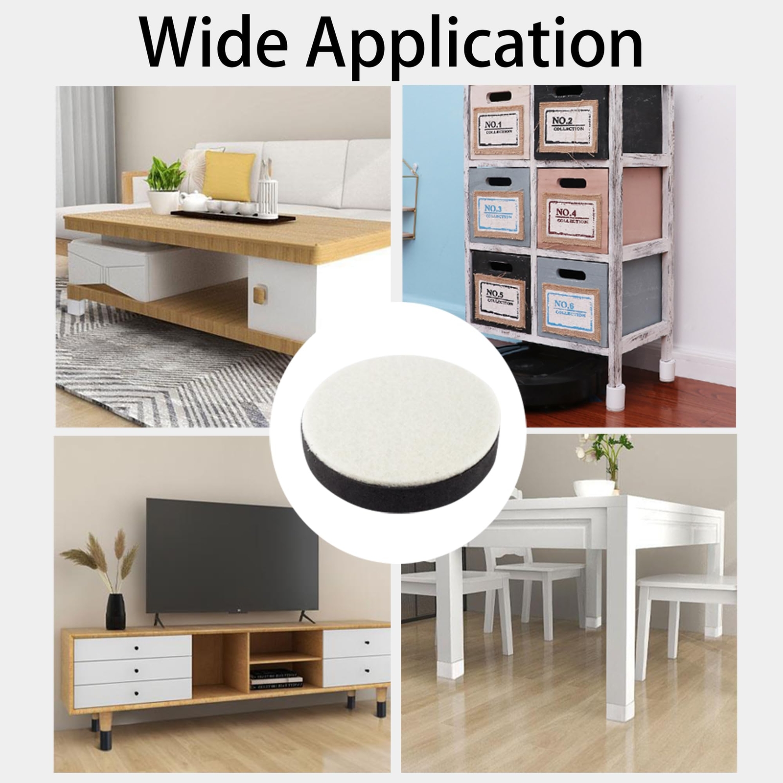 4 Pack Self-Adhesive Furniture Risers 0.65 inch Black Round Bed Table Lift