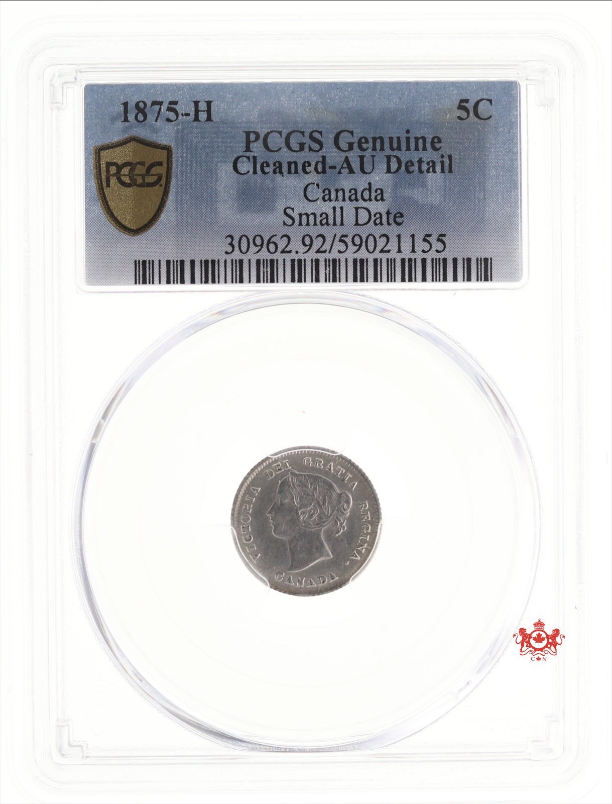1875H Canada 5 Cents Small Date - PCGS AU Detail - Trend 1750$ 59021155
