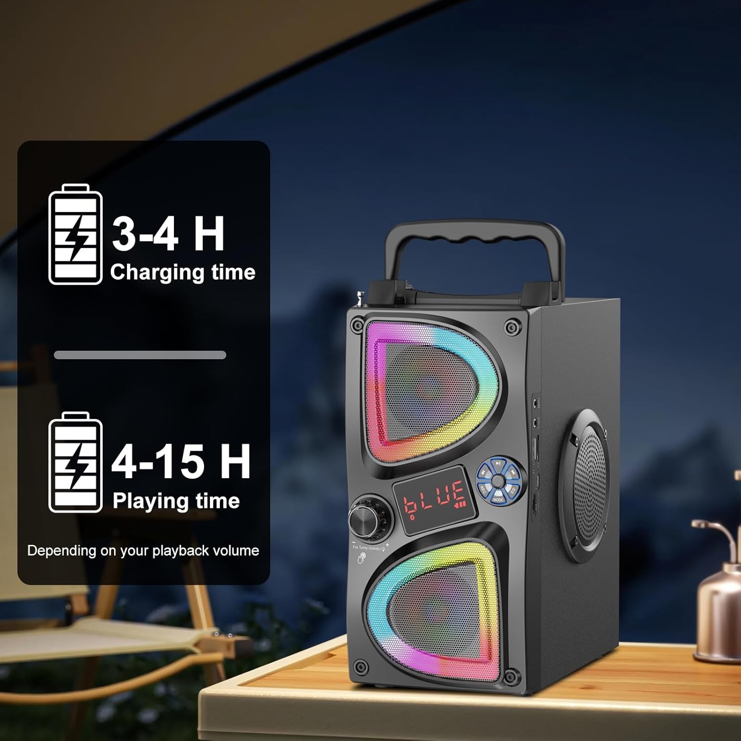 Bluetooth Speaker, 60W(Peak) Wireless Portable Bluetooth Speakers, Beat-Driven