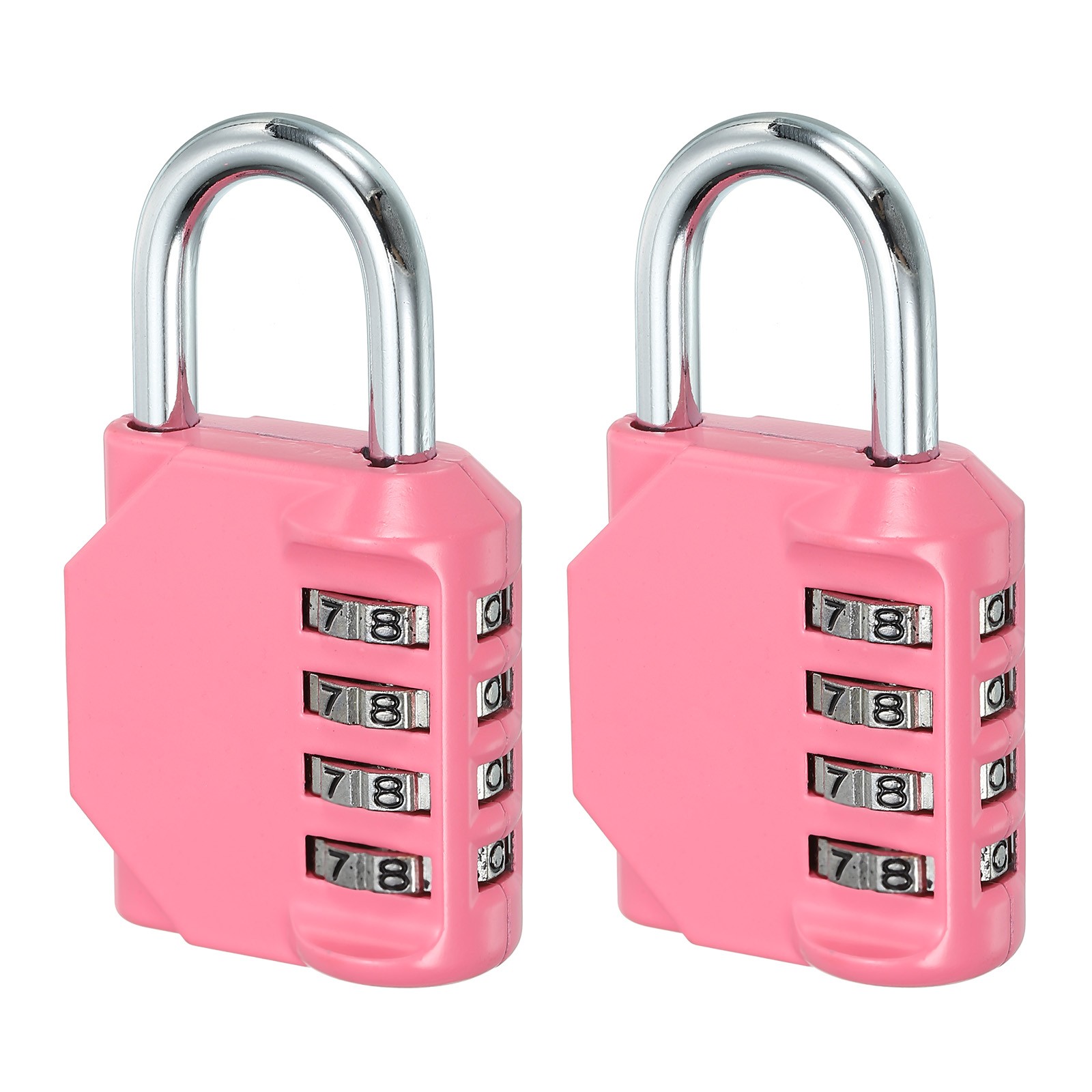 3" Long 4 Digit Combination Padlock, 2Pcs Zinc Alloy Resettable Lock, Pink
