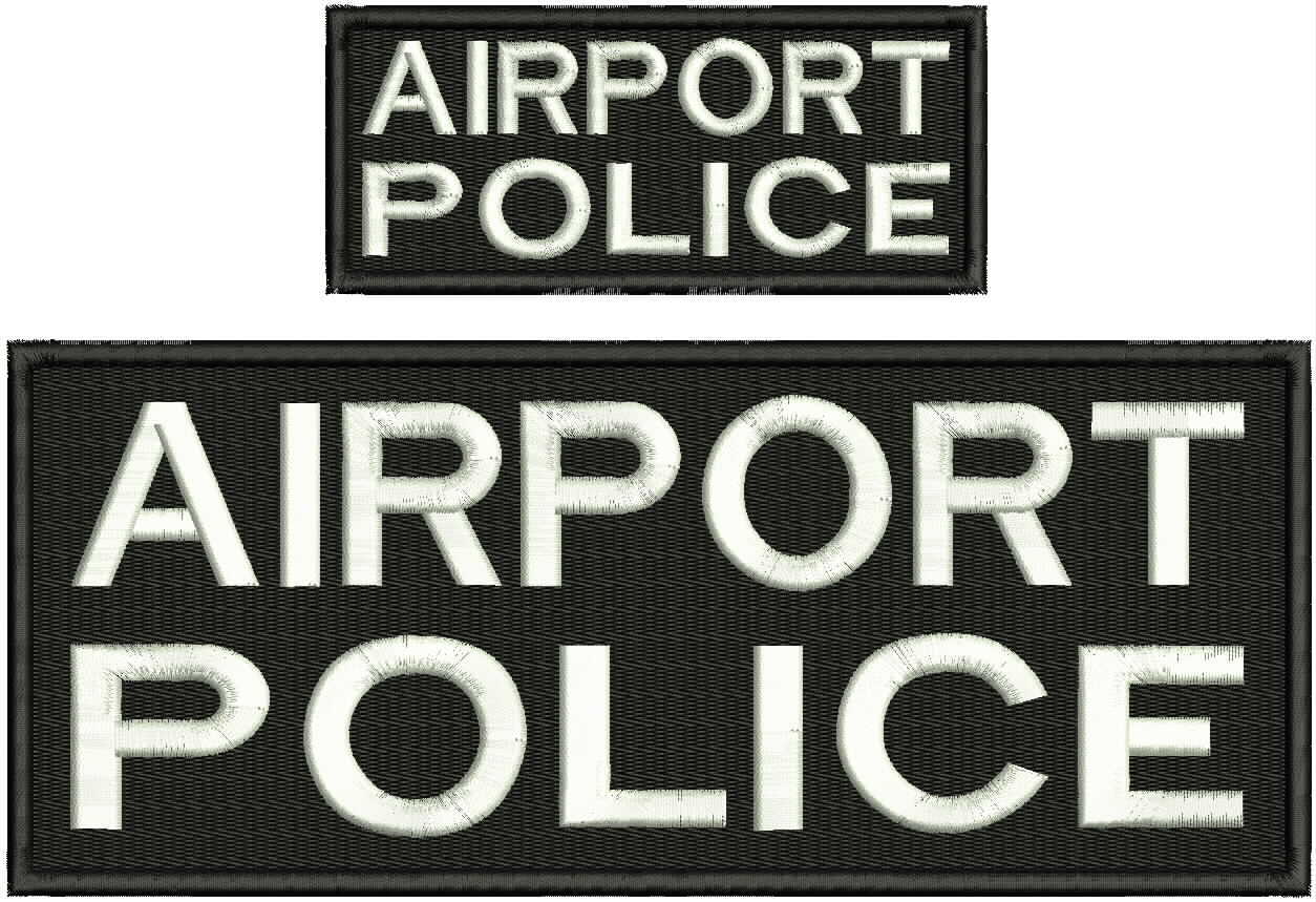 AIRPORT POLICE EMBROIDERY PATCH 4X10 AND 2X5 hook on back