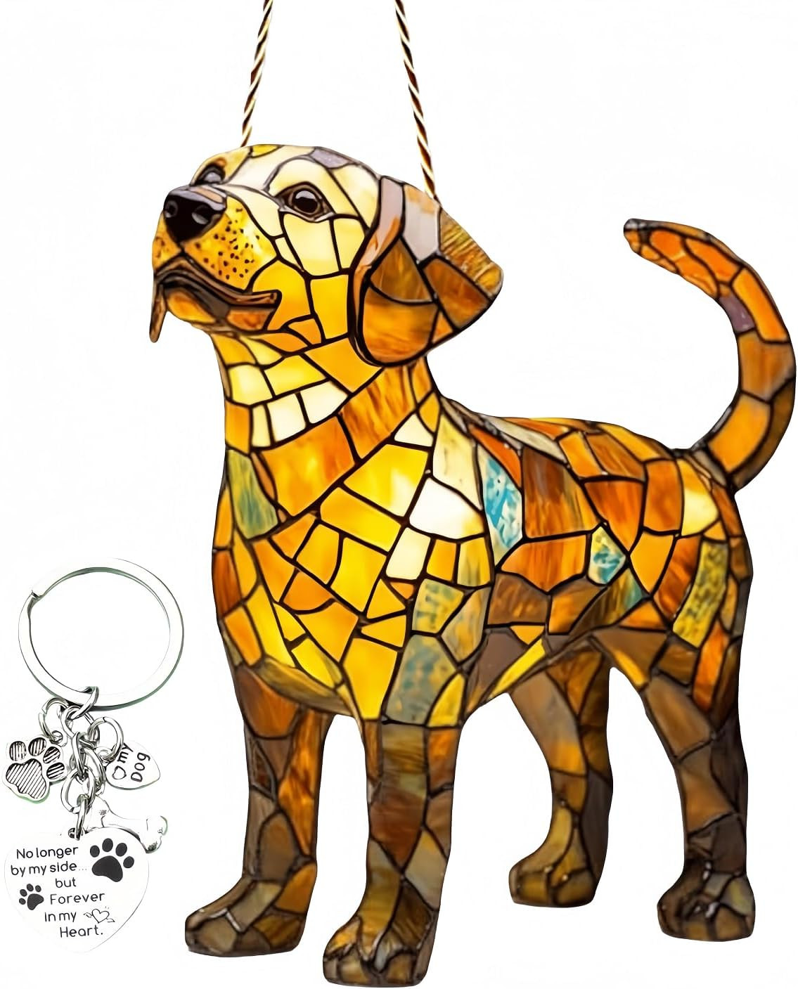 Dog Memorial Suncatcher for Windows Hanging Loss of Dog Sympathy Gift Golden Ret